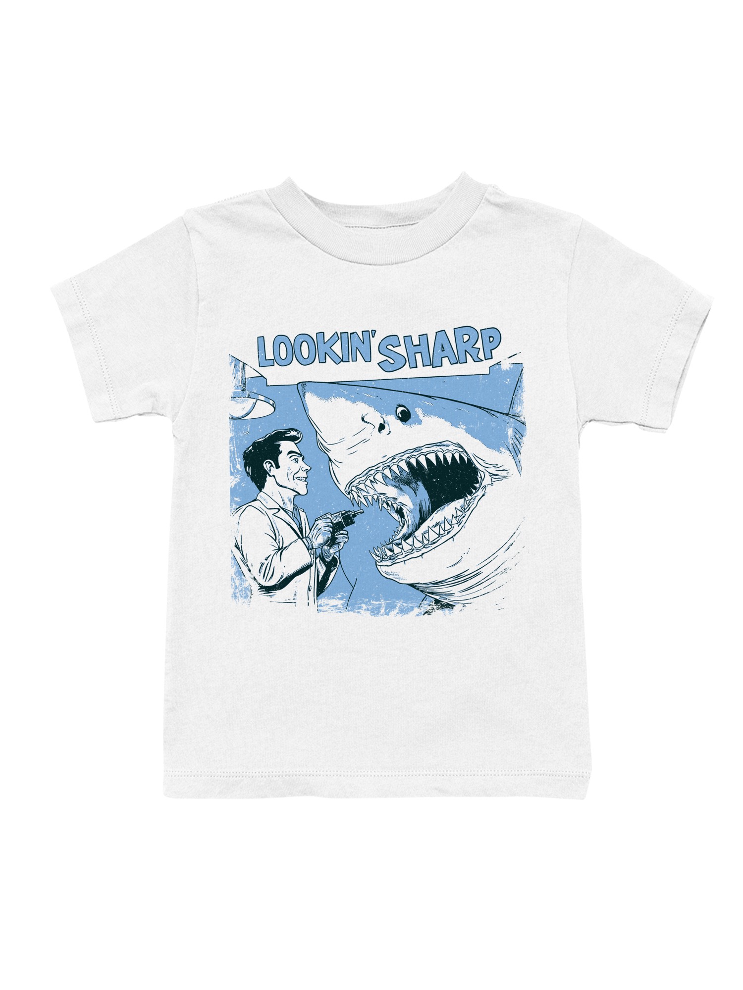 Lookin' Sharp Barber Shark Humor Youth's T-shirt - Picture 4 of 6