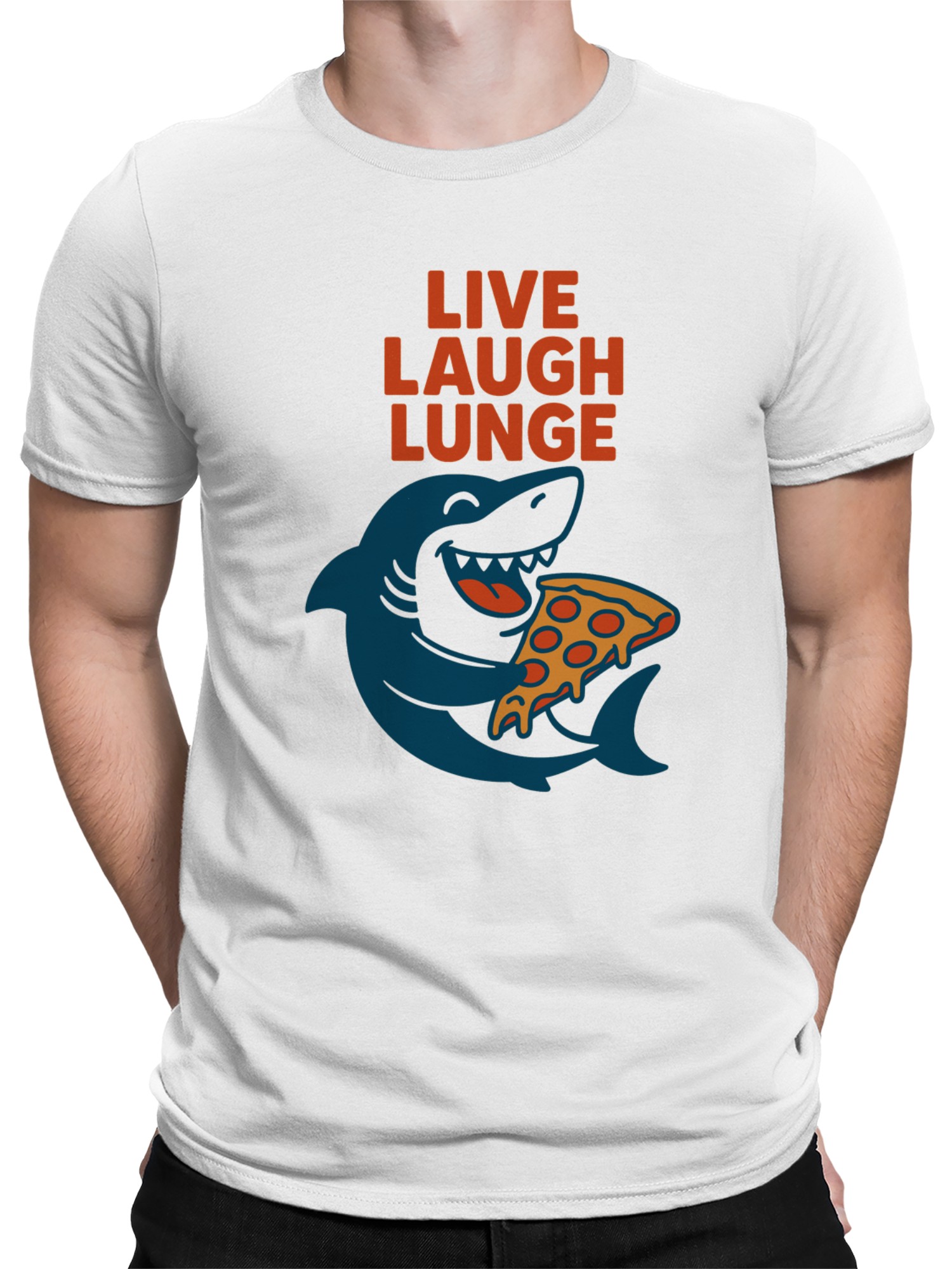 Shark Pizza Fun Slogan Design Men's T-shirt - Picture 5 of 9