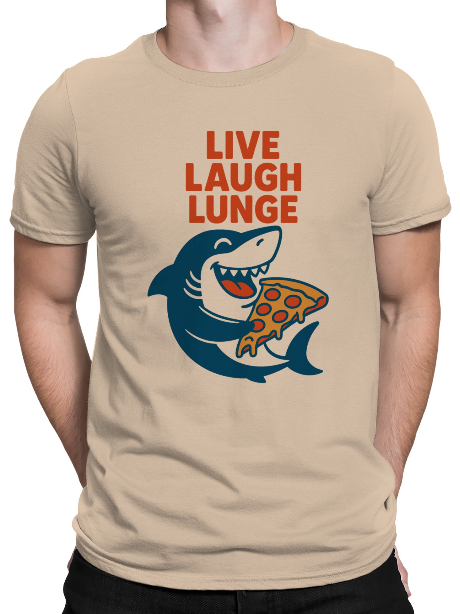 Shark Pizza Fun Slogan Design Men's T-shirt - Picture 8 of 9