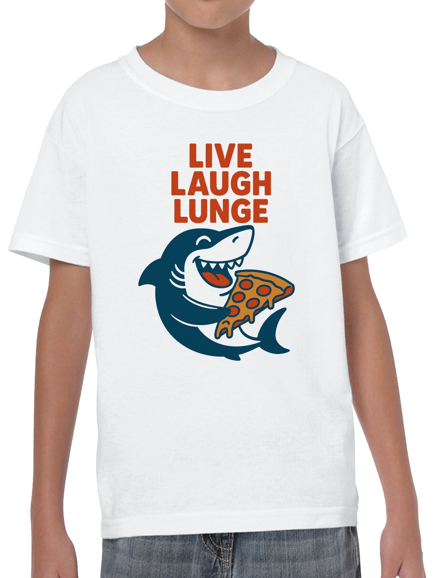 Shark Pizza Fun Slogan Design Youth's T-shirt - Picture 5 of 9