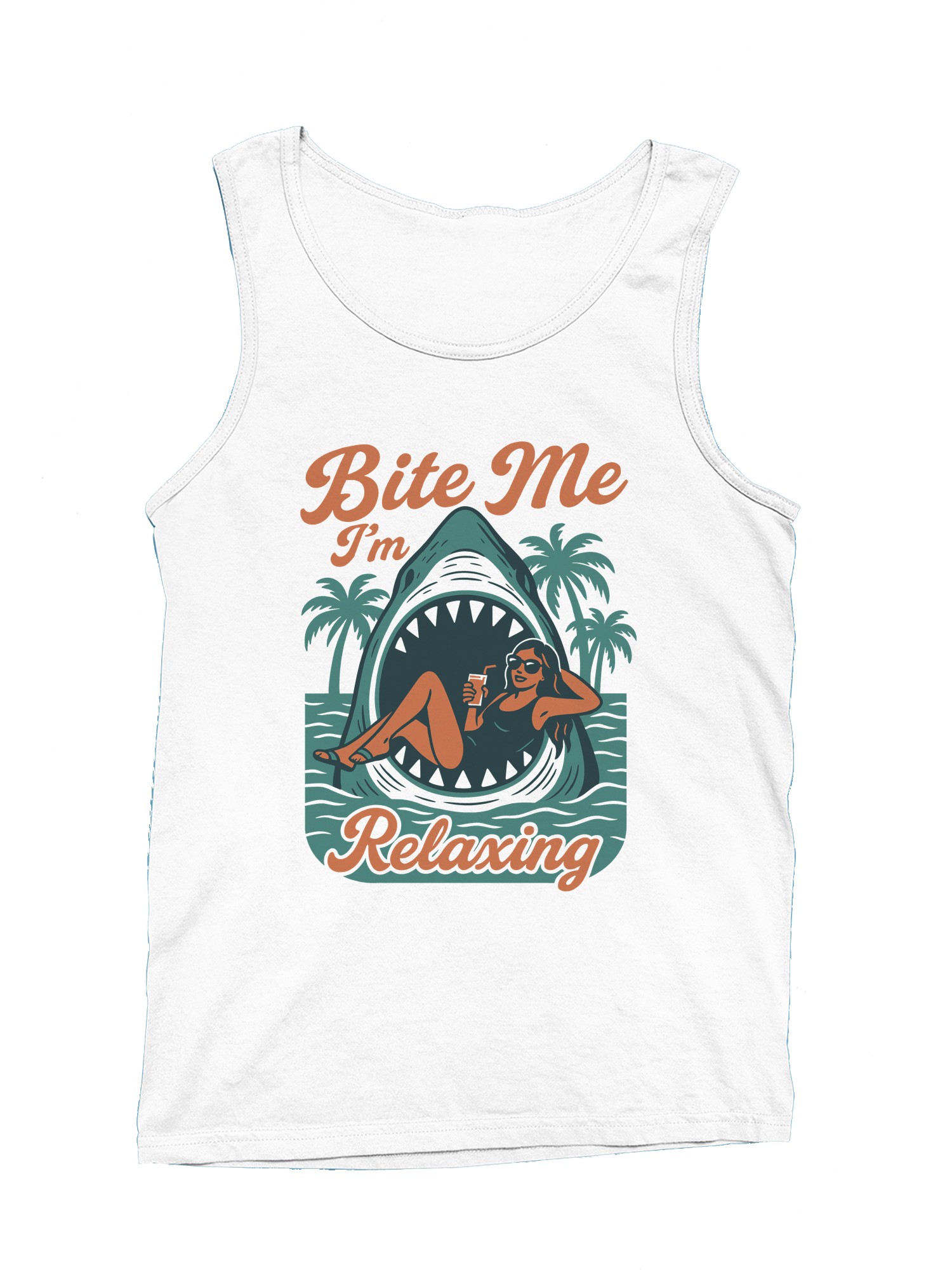Bite Me I'm Relaxing Graphic Men's Tank Top - Picture 4 of 6