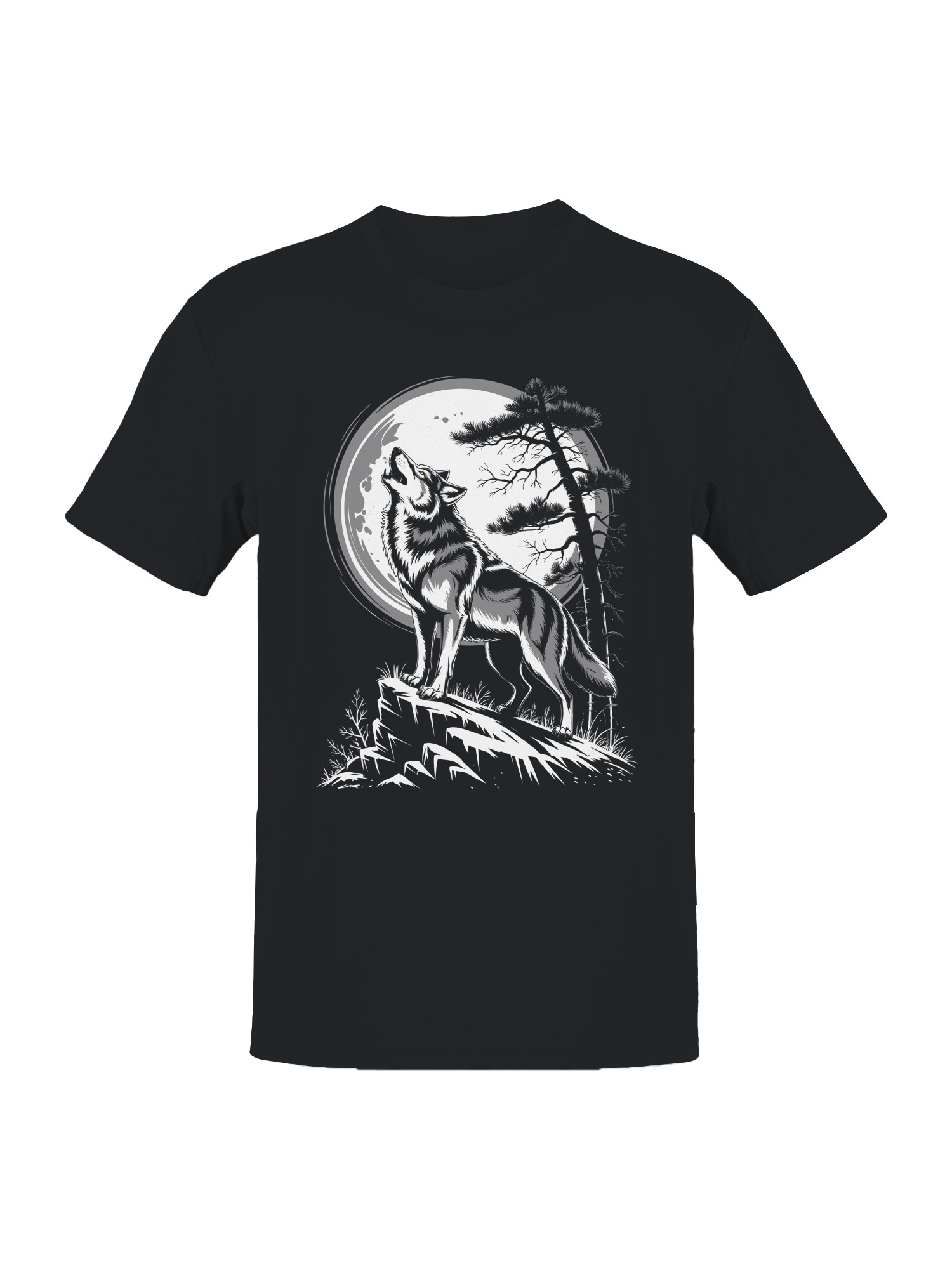 Majestic Wolf Amidst Moonlight Men's T-shirt - Picture 4 of 6