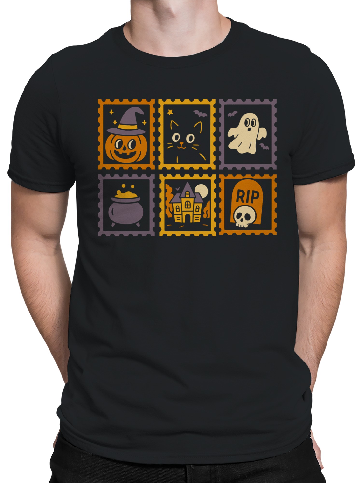 Spooky Halloween Stamp Art Men's T-shirt - Picture 5 of 6