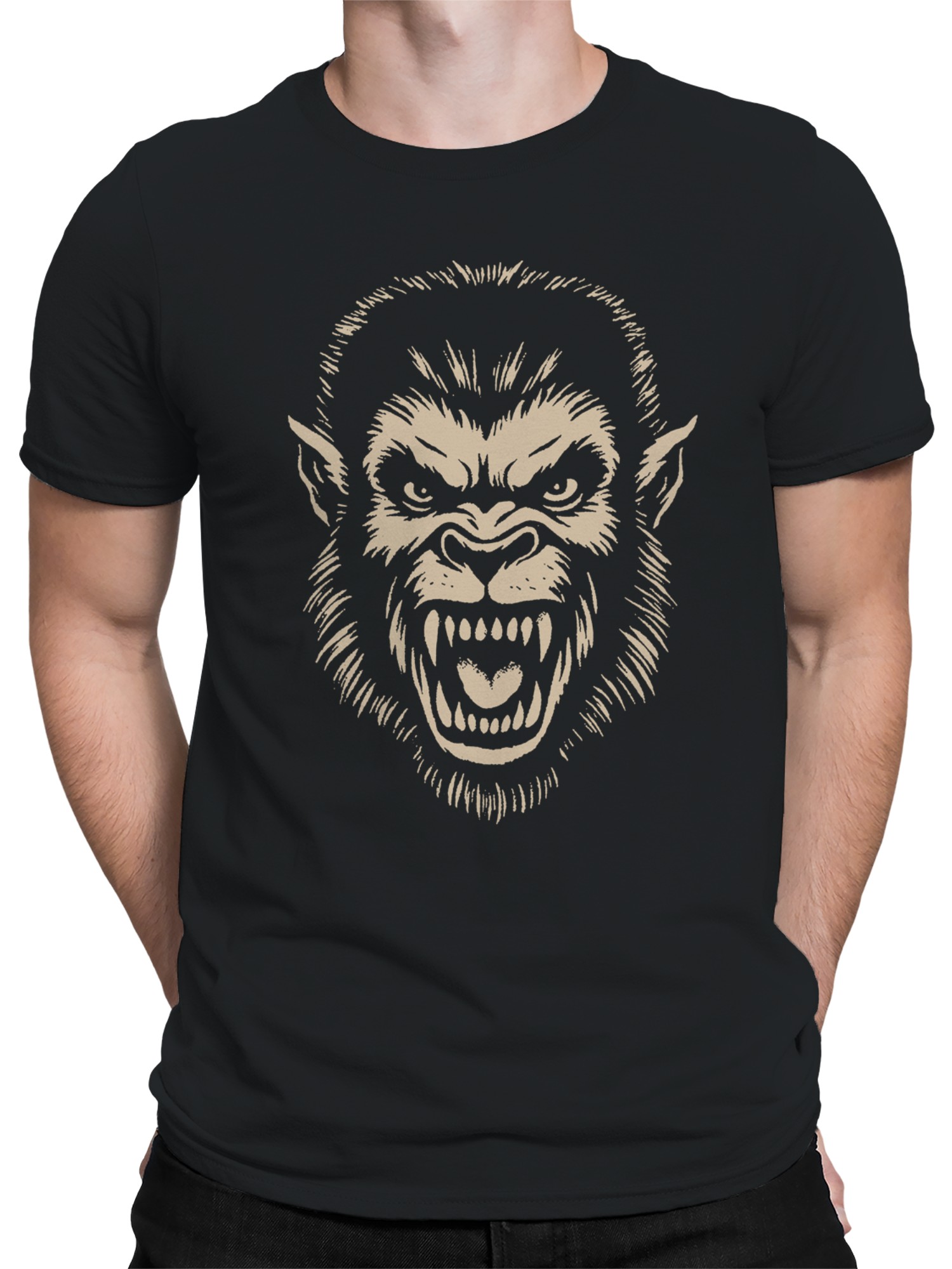 Fierce Werewolf Roar Illustration Men's T-shirt - Picture 5 of 6