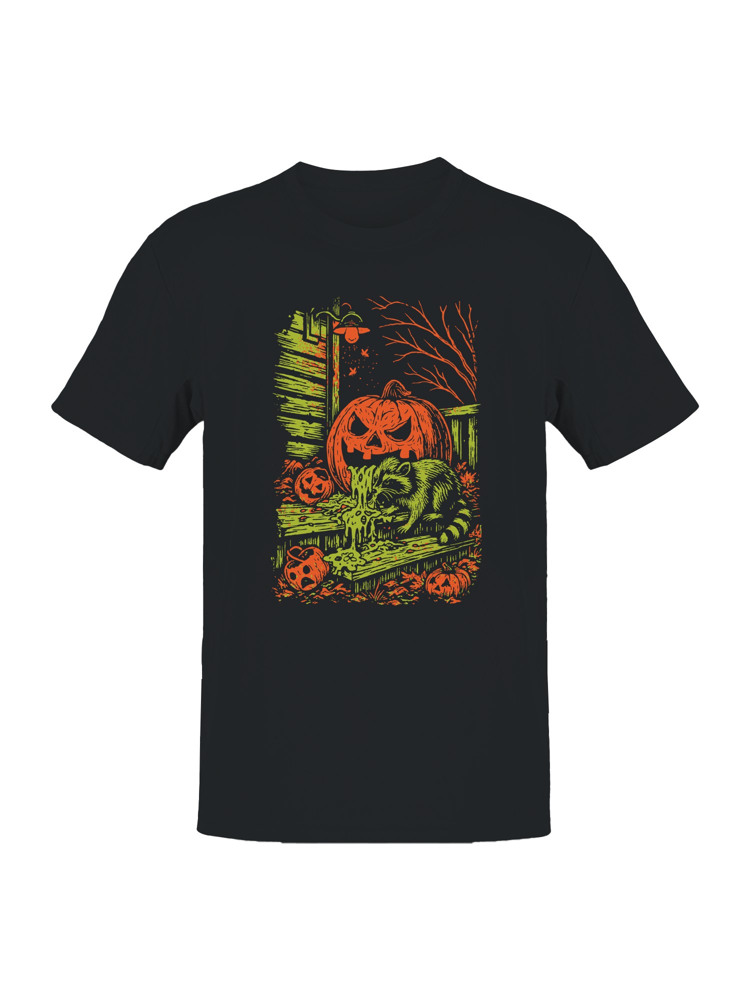 Spooky Raccoon Halloween Scene Men's T-shirt - Picture 4 of 6