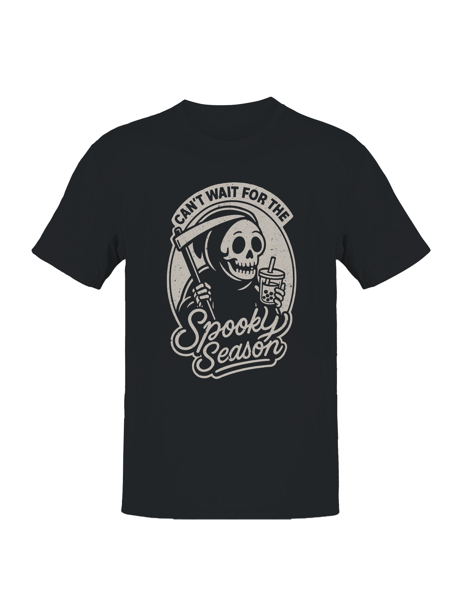 Spooky Season Anticipation with Grim Men's T-shirt - Picture 4 of 6