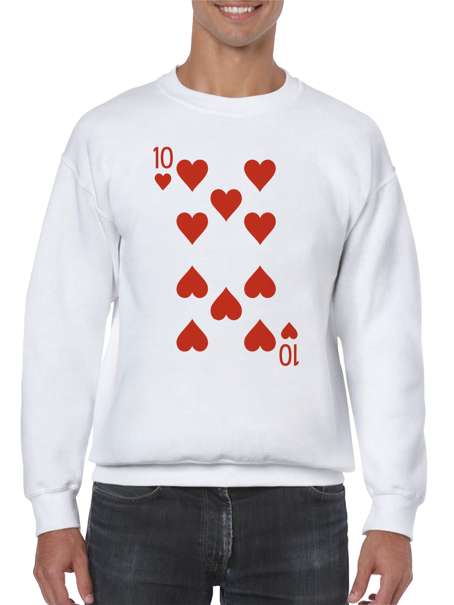 Ten of Hearts Playing Card Men's Sweatshirt - Picture 5 of 6