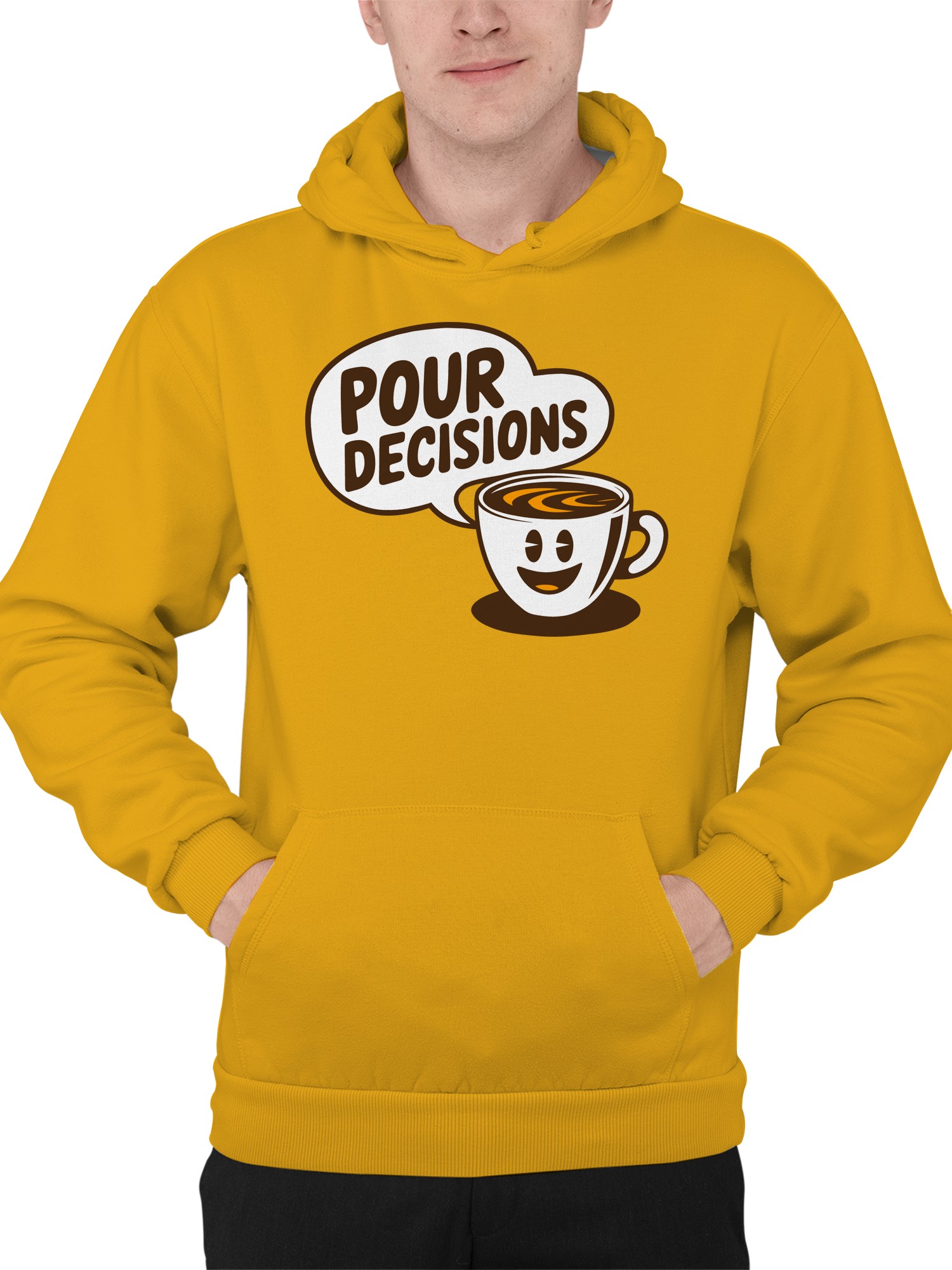 Coffee Humor: Pour Decisions Men's Hoodie - Picture 5 of 6