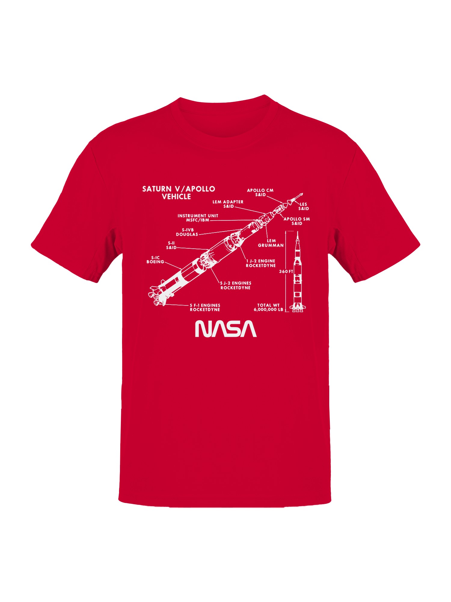 Officially Licensed Nasa Saturn V Rocket Diagram Men’s T-shirt