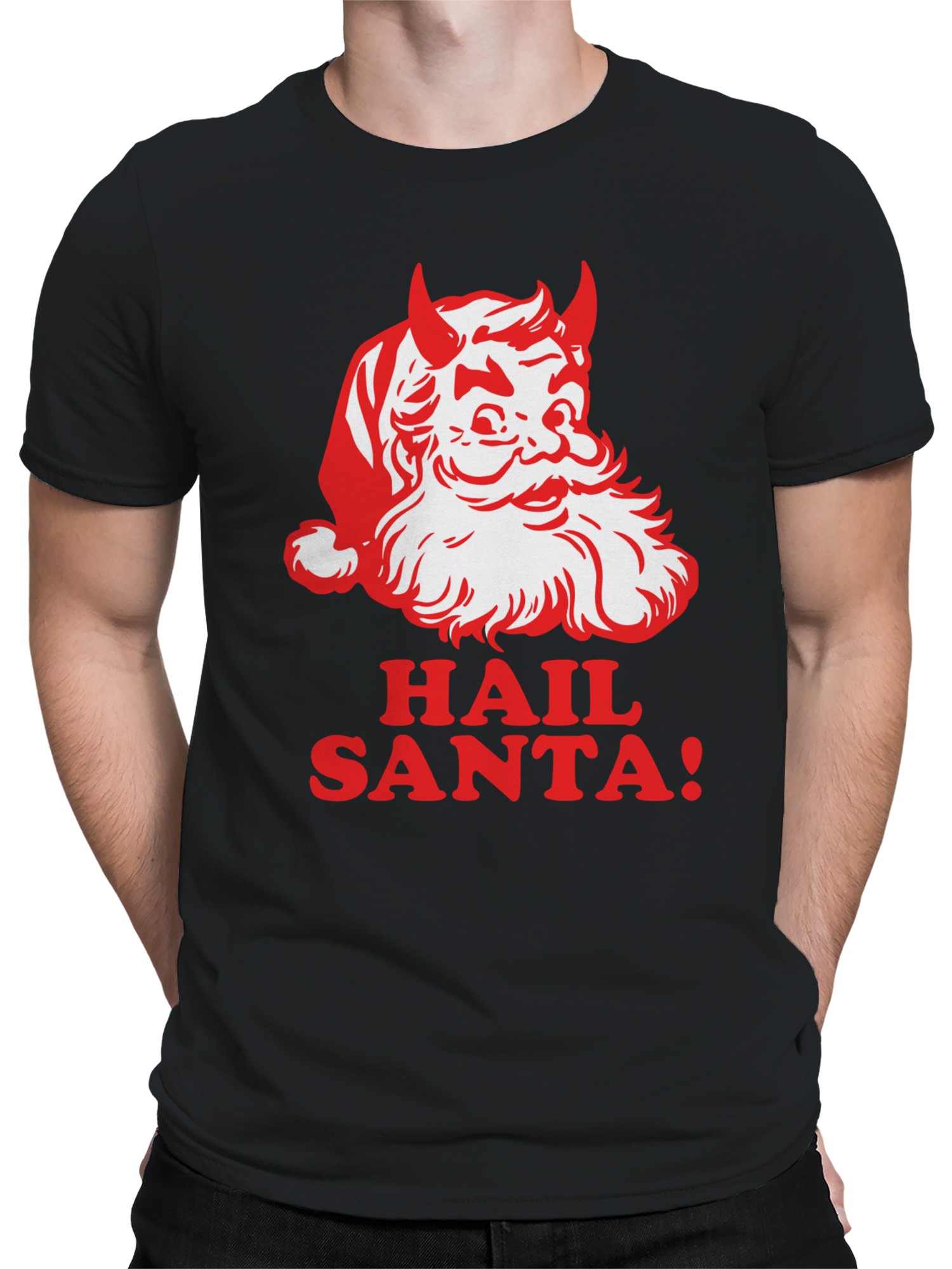 Hail Santa Devilish Holiday Spirit Men's T-shirt - Picture 5 of 12