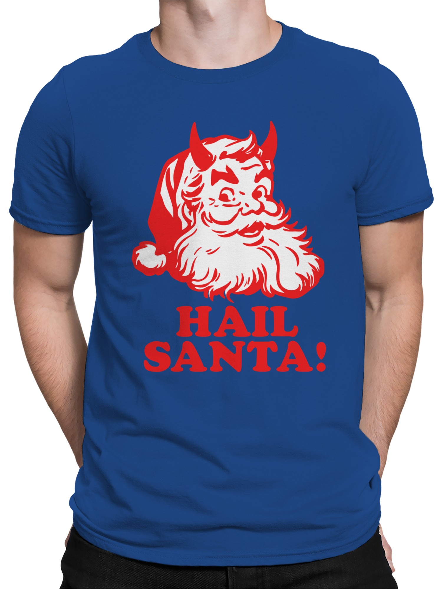 Hail Santa Devilish Holiday Spirit Men's T-shirt - Picture 11 of 12