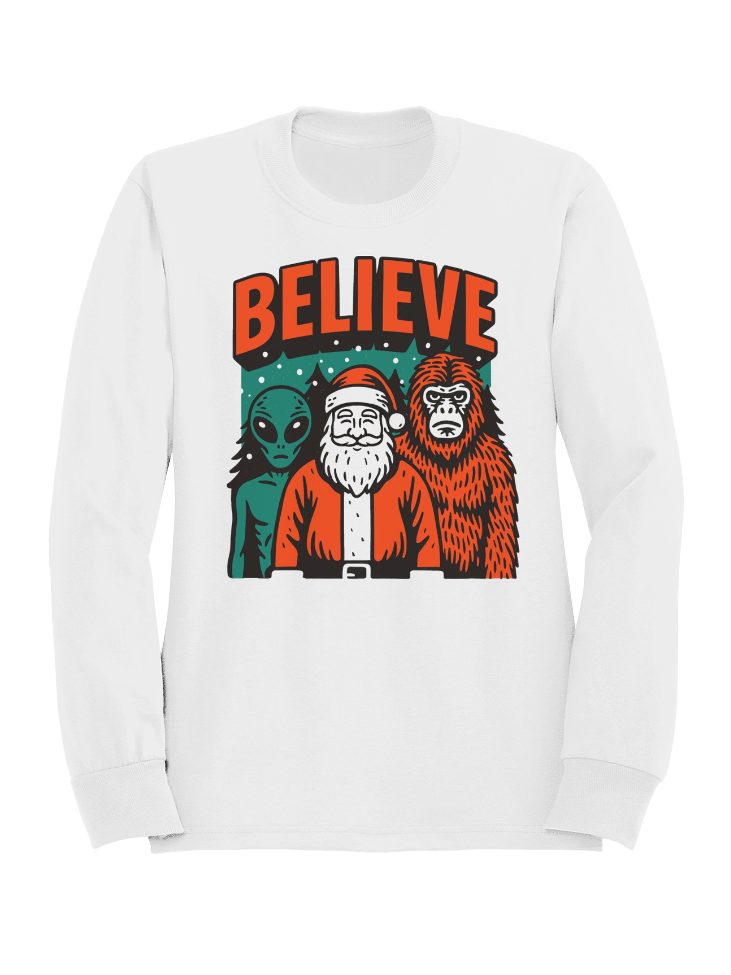 Believe: Santa, Alien, Bigfoot Men's Sweatshirt - Picture 7 of 9