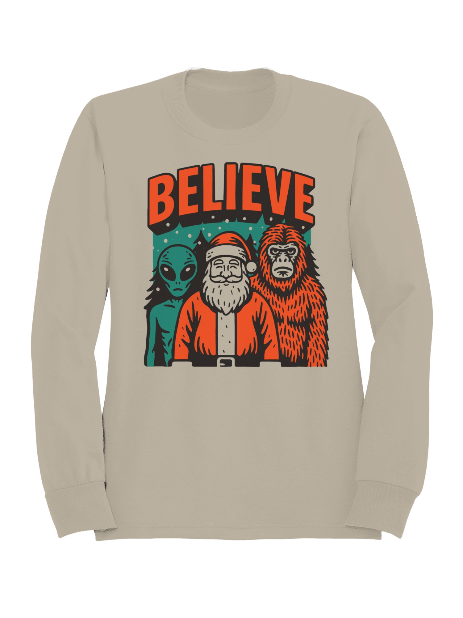 Believe: Santa, Alien, Bigfoot Men's Sweatshirt - Picture 4 of 9