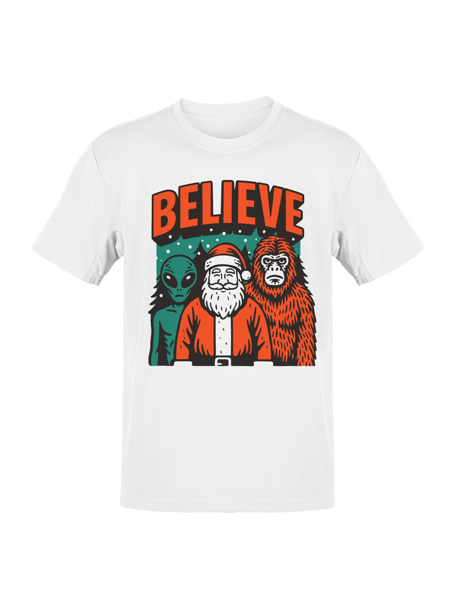 Believe: Santa, Alien, Bigfoot Men's T-shirt - Picture 7 of 9
