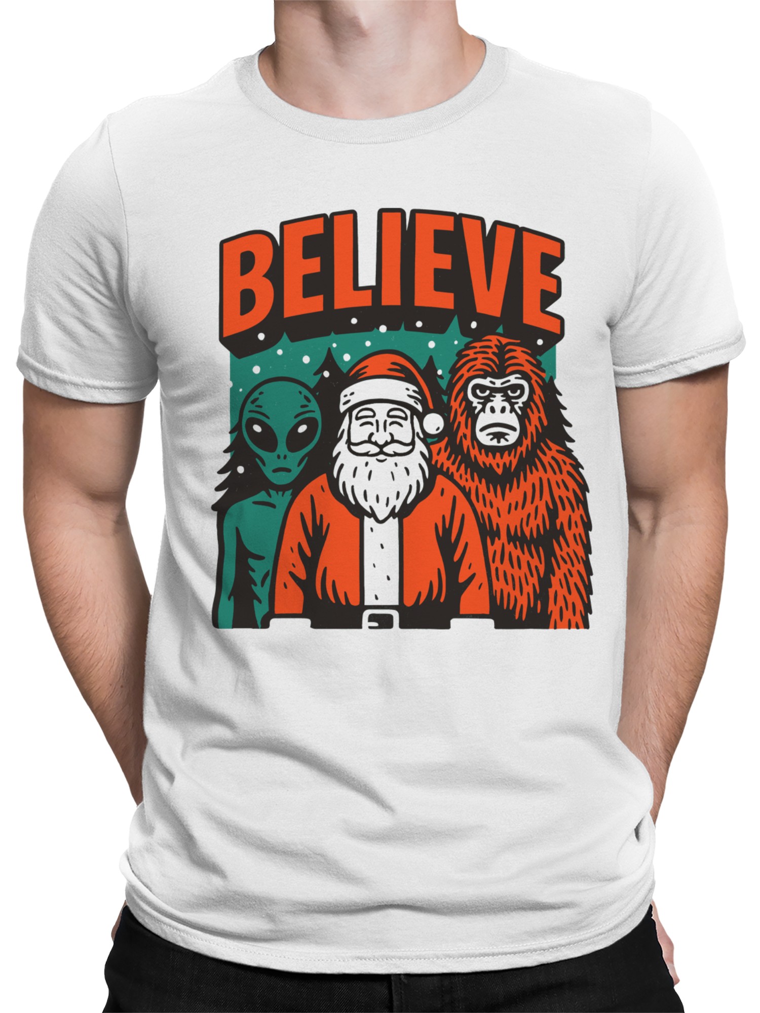 Believe: Santa, Alien, Bigfoot Men's T-shirt - Picture 8 of 9