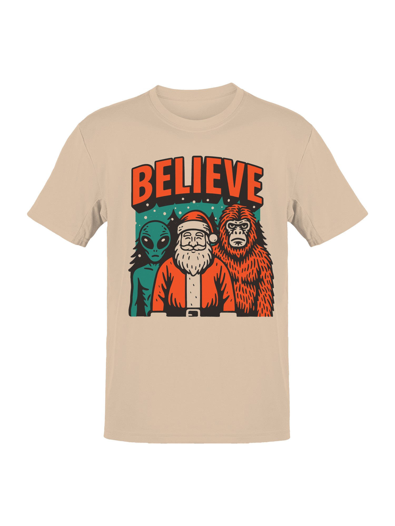 Believe: Santa, Alien, Bigfoot Men's T-shirt - Picture 4 of 9