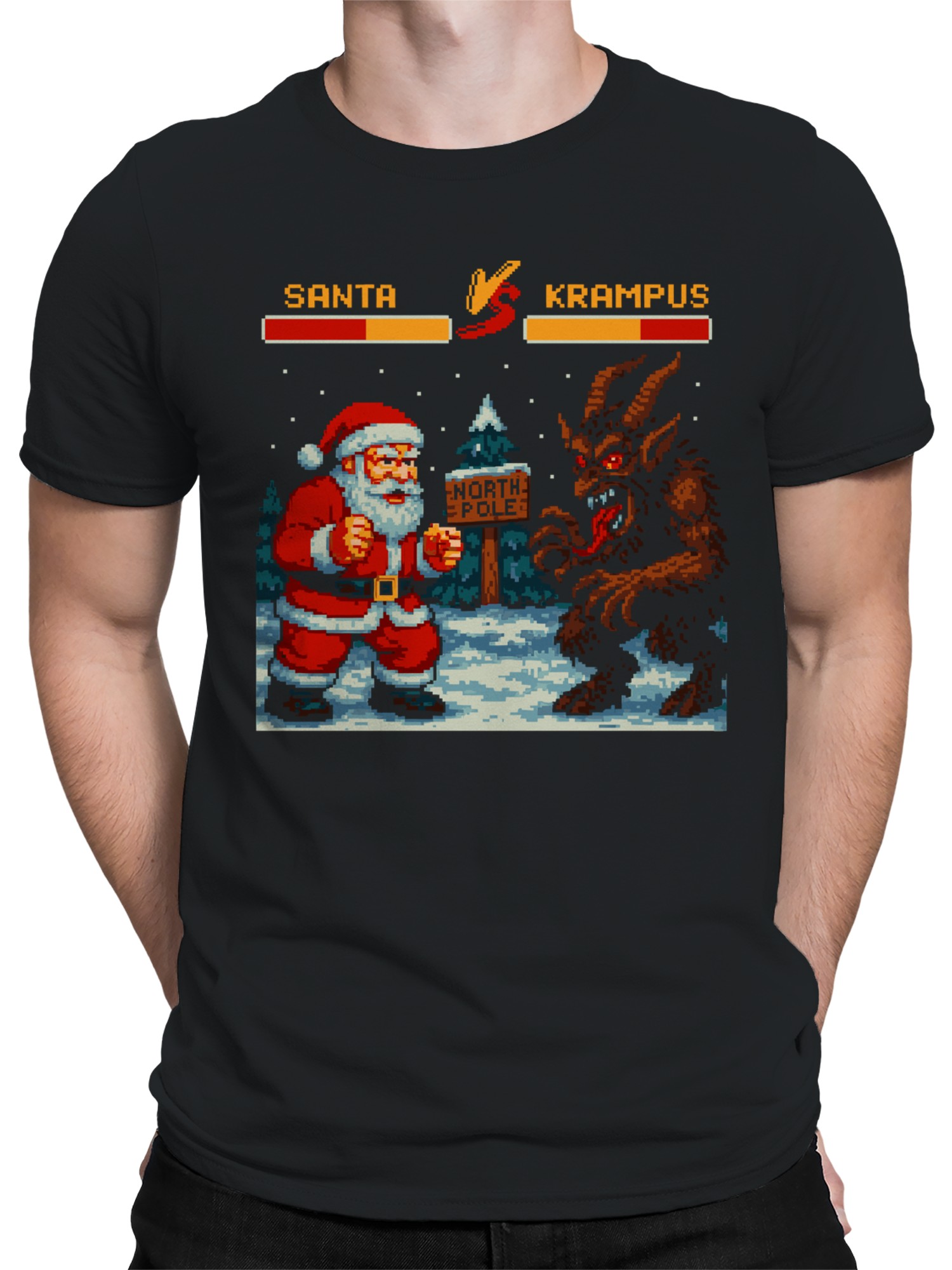 T-shirt uomo Babbo Natale vs Krampus Showdown - Foto 5 di 6