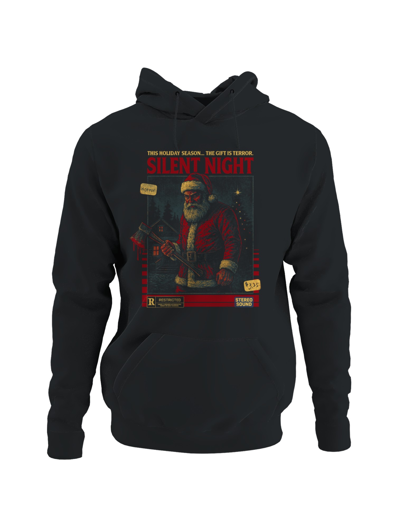 Silent Night Horror Holiday Design Men's Hoodie - Picture 4 of 6