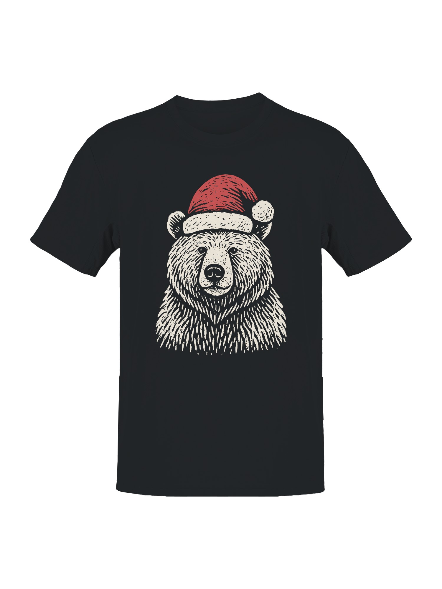 Festive Bear in Santa Hat Men’s T-shirt