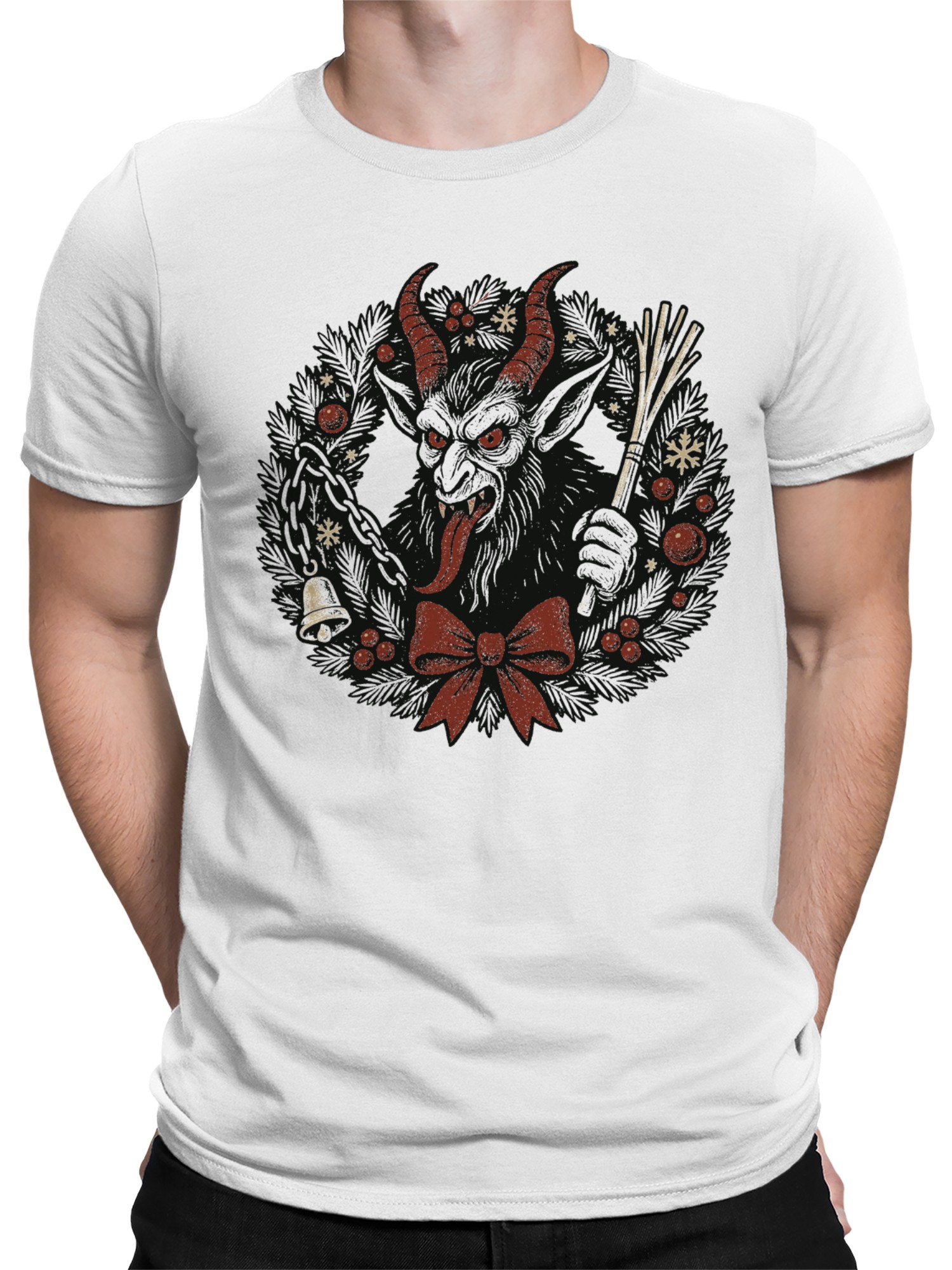 Krampus Wreath Holiday Design Men's T-shirt - Picture 11 of 12