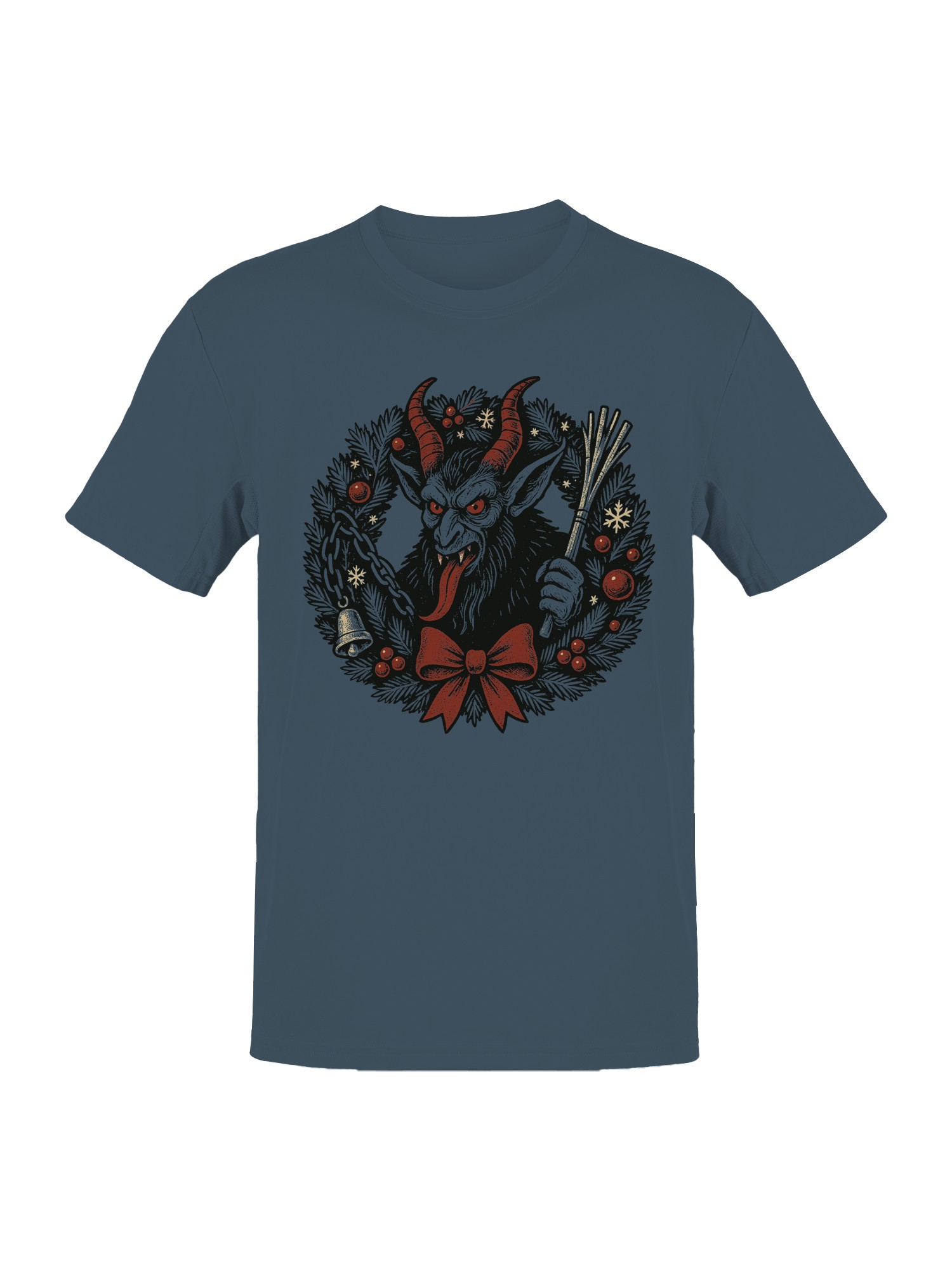 Krampus Wreath Holiday Design Men's T-shirt - Picture 7 of 12