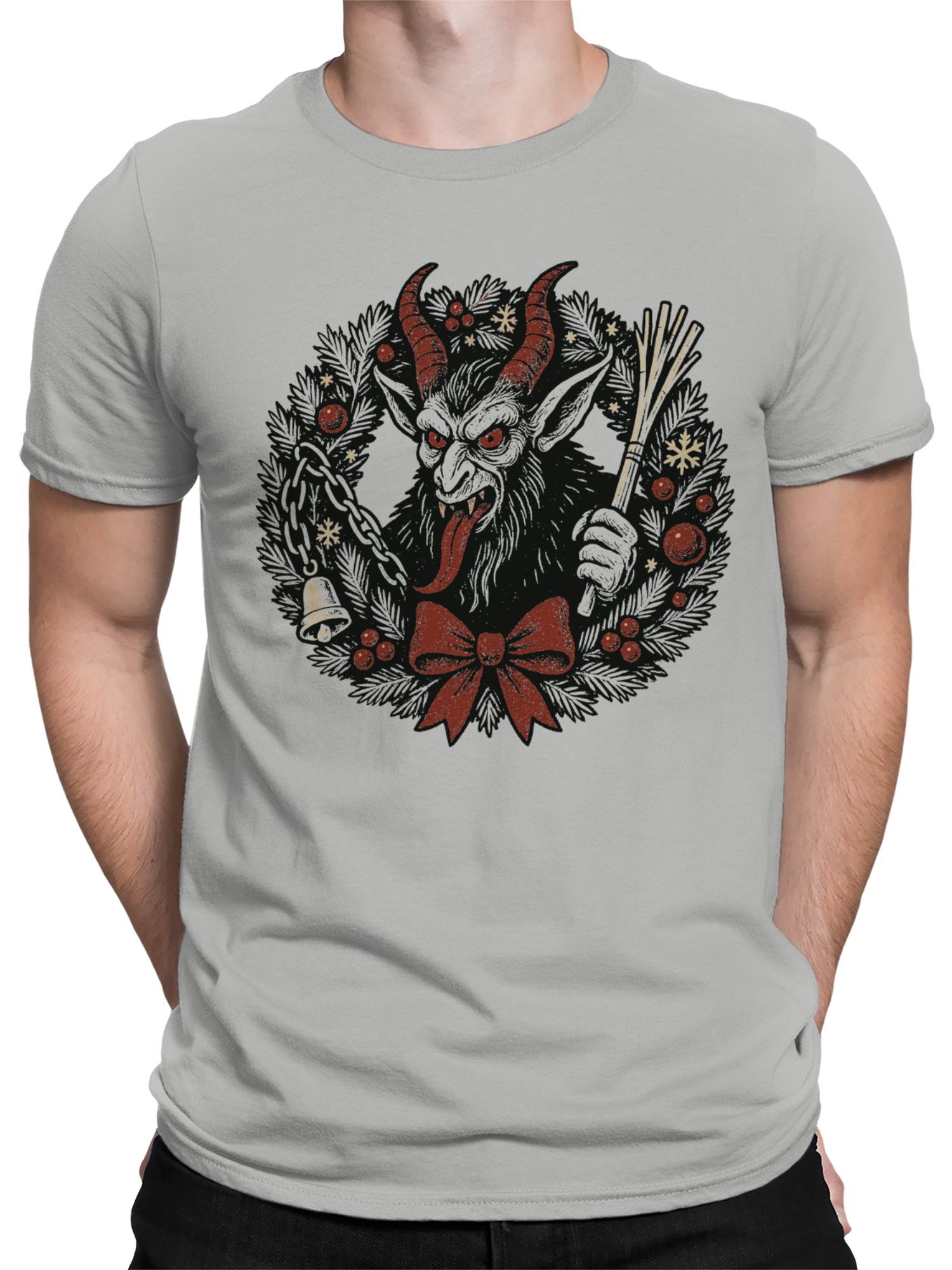 Krampus Wreath Holiday Design Men's T-shirt - Picture 5 of 12