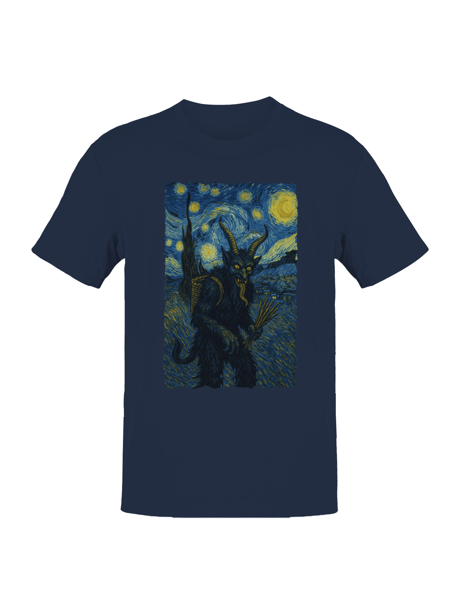 Starry Night Krampus Art Print Men's T-shirt - Picture 7 of 12