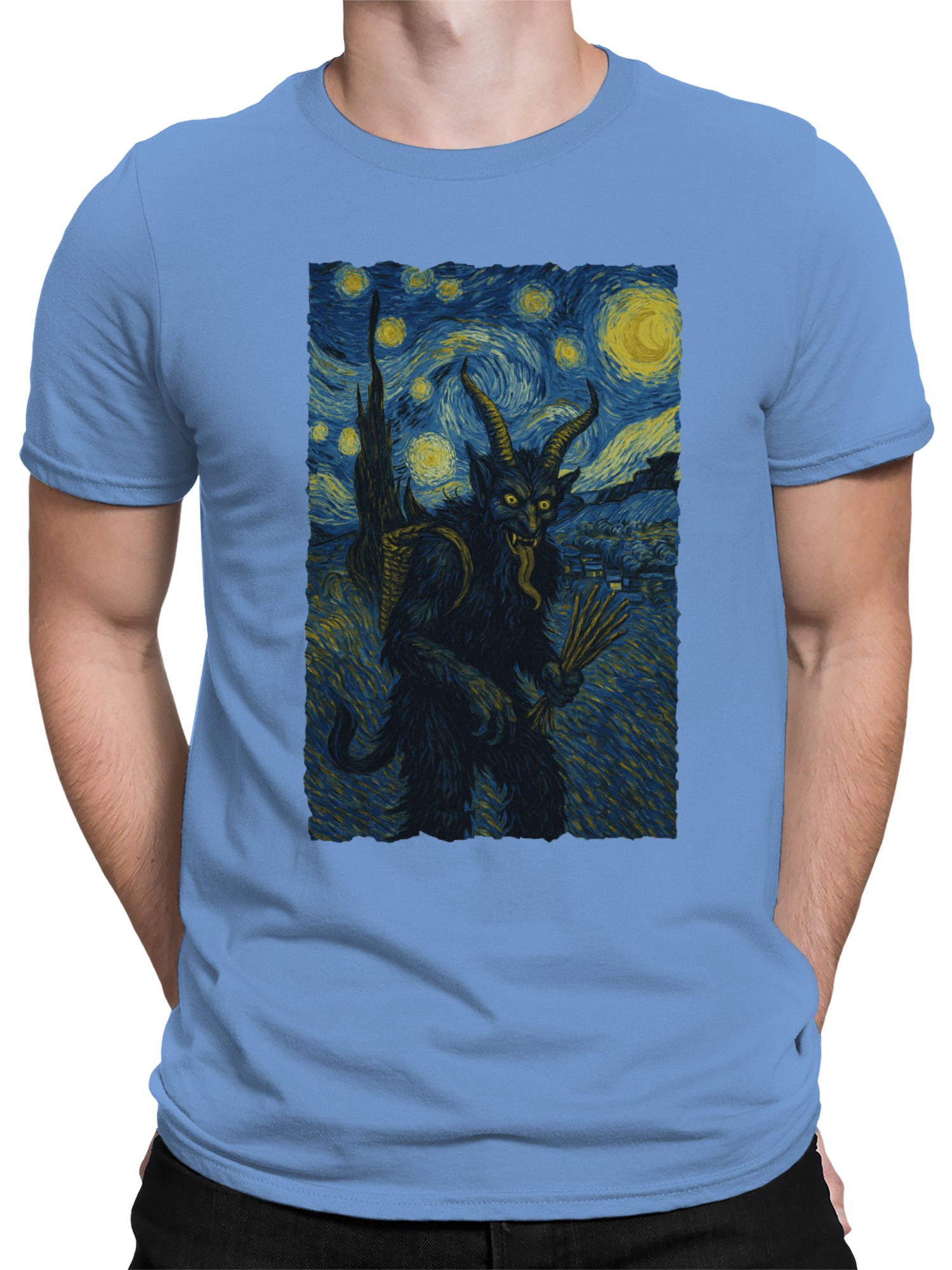 Starry Night Krampus Art Print Men's T-shirt - Picture 5 of 12