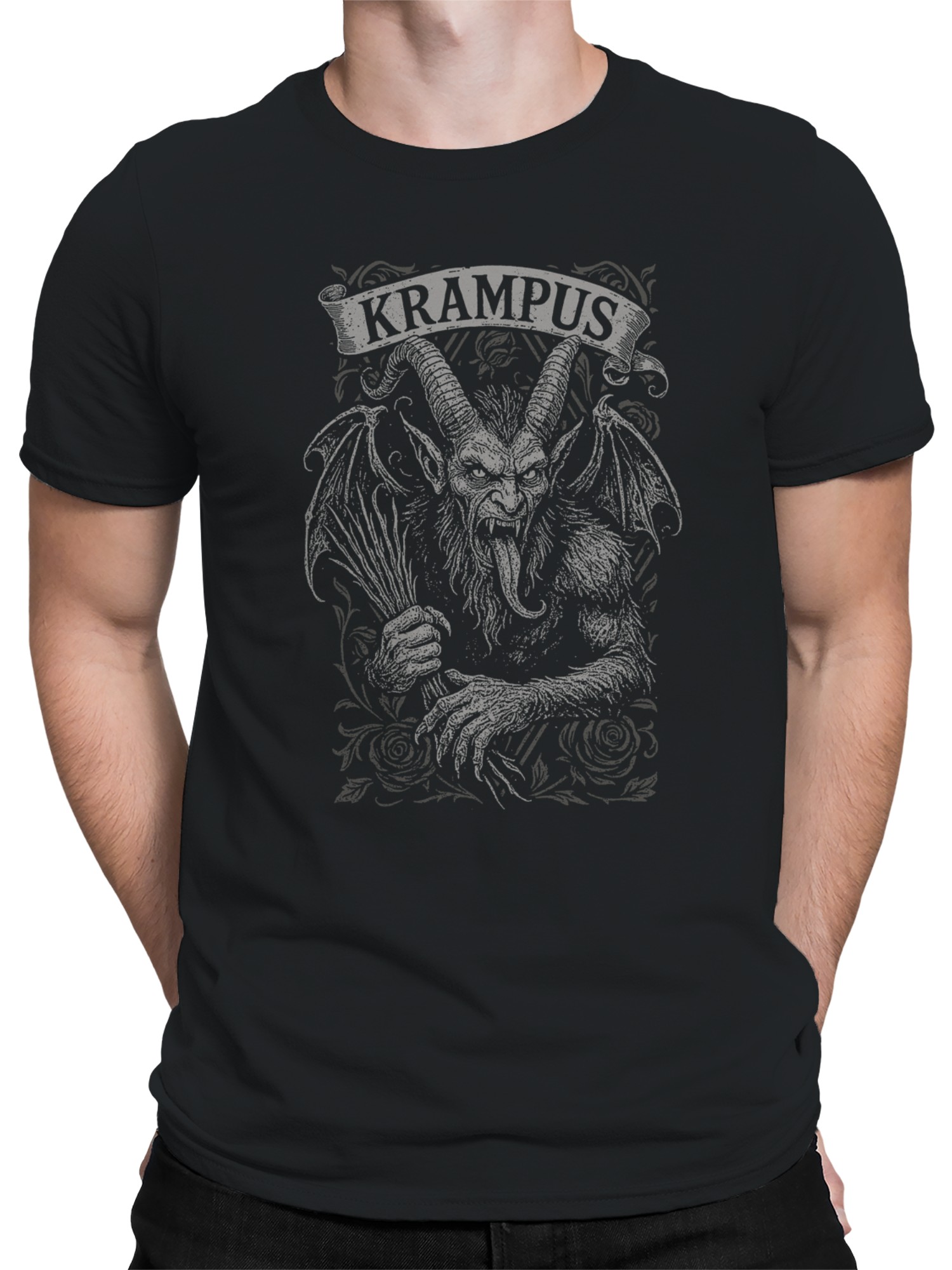 Krampus Gothic Illustration Art Men's T-shirt - Picture 5 of 6