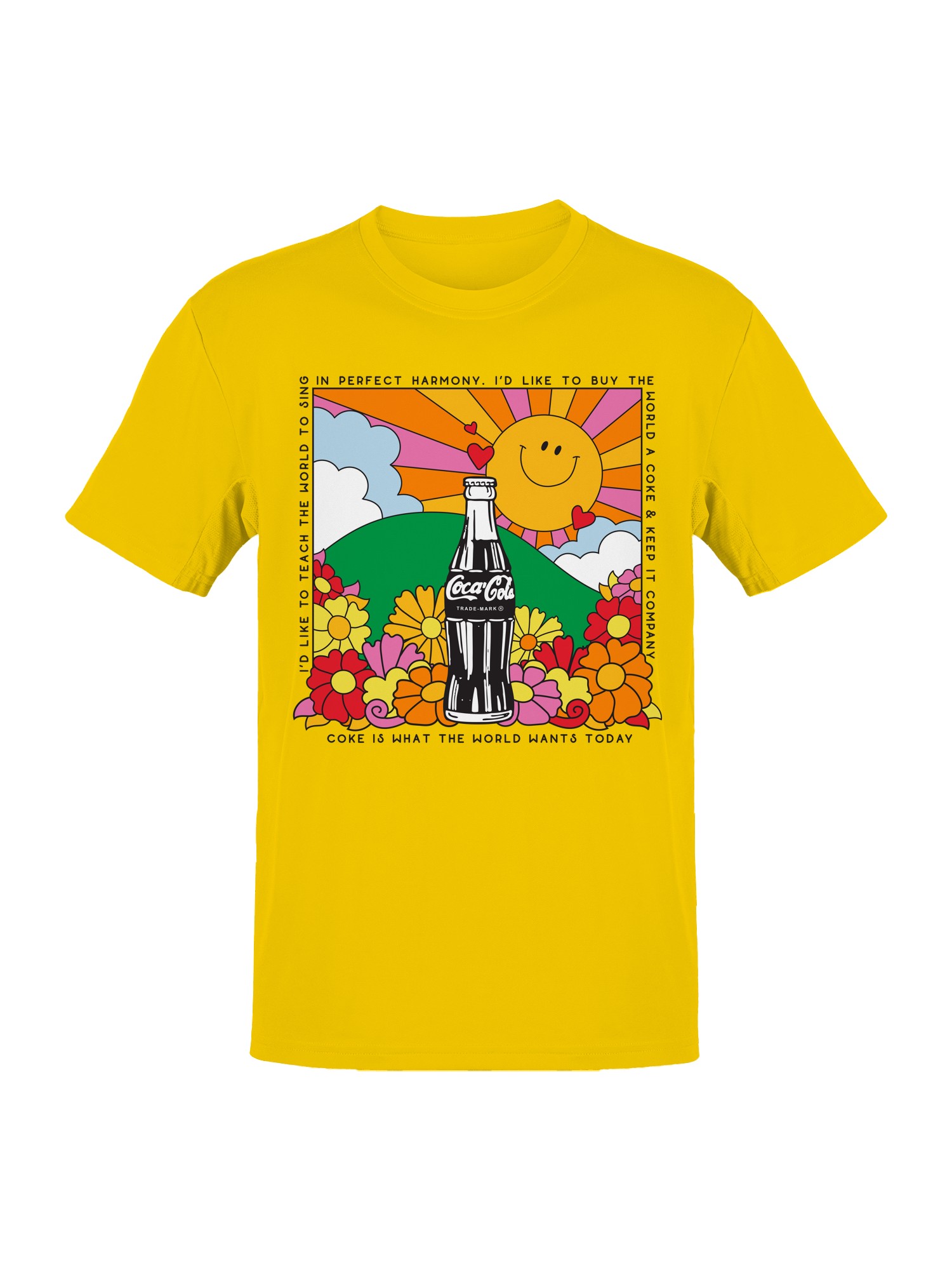 Officially Licensed Coca Cola Harmony Smiley Sun & Coca-Cola Men’s T-shirt