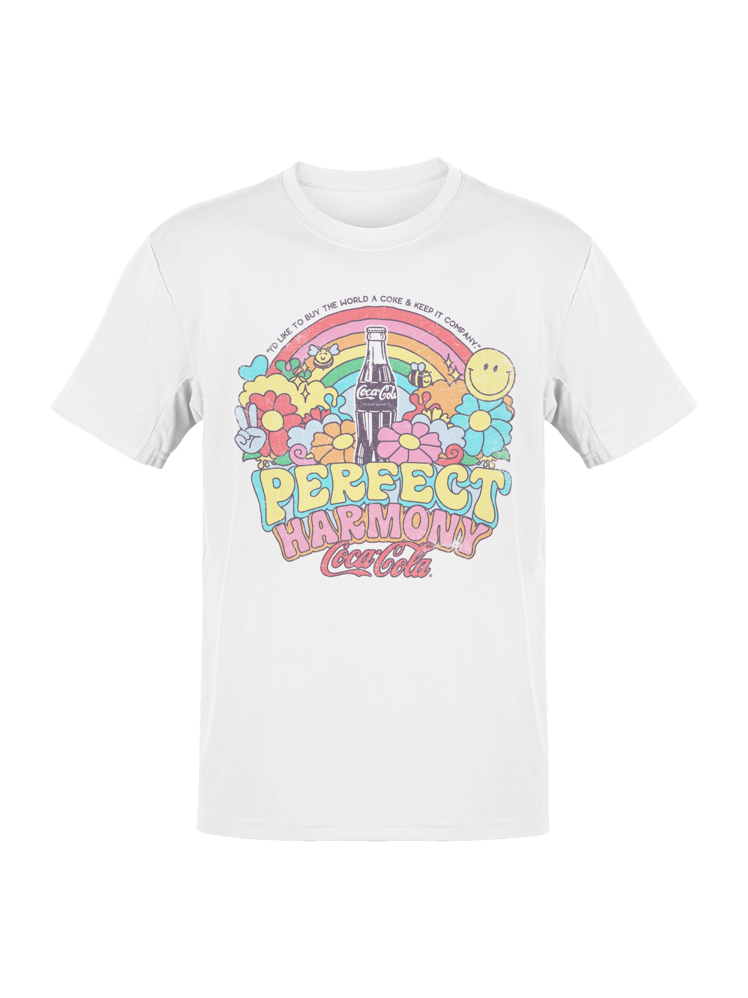 Officially Licensed Coca Cola Perfect Harmony Coke Rainbow Art Men’s T-shirt