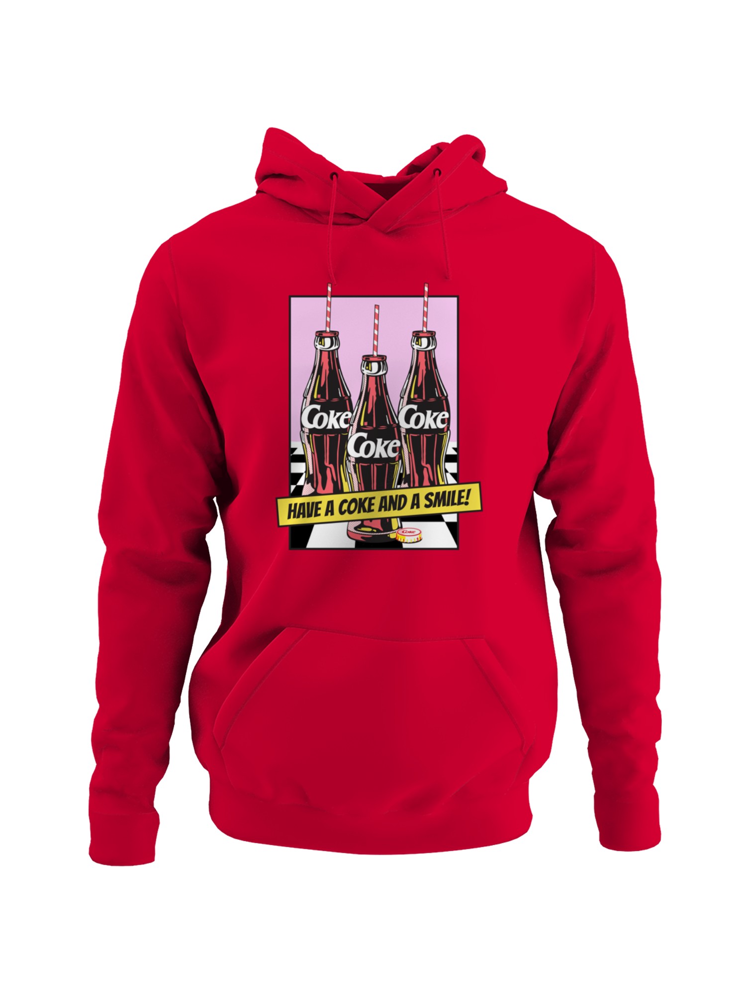 Officially Licensed Coca Cola Retro Coke Bottles with Straws Men's Hoodie