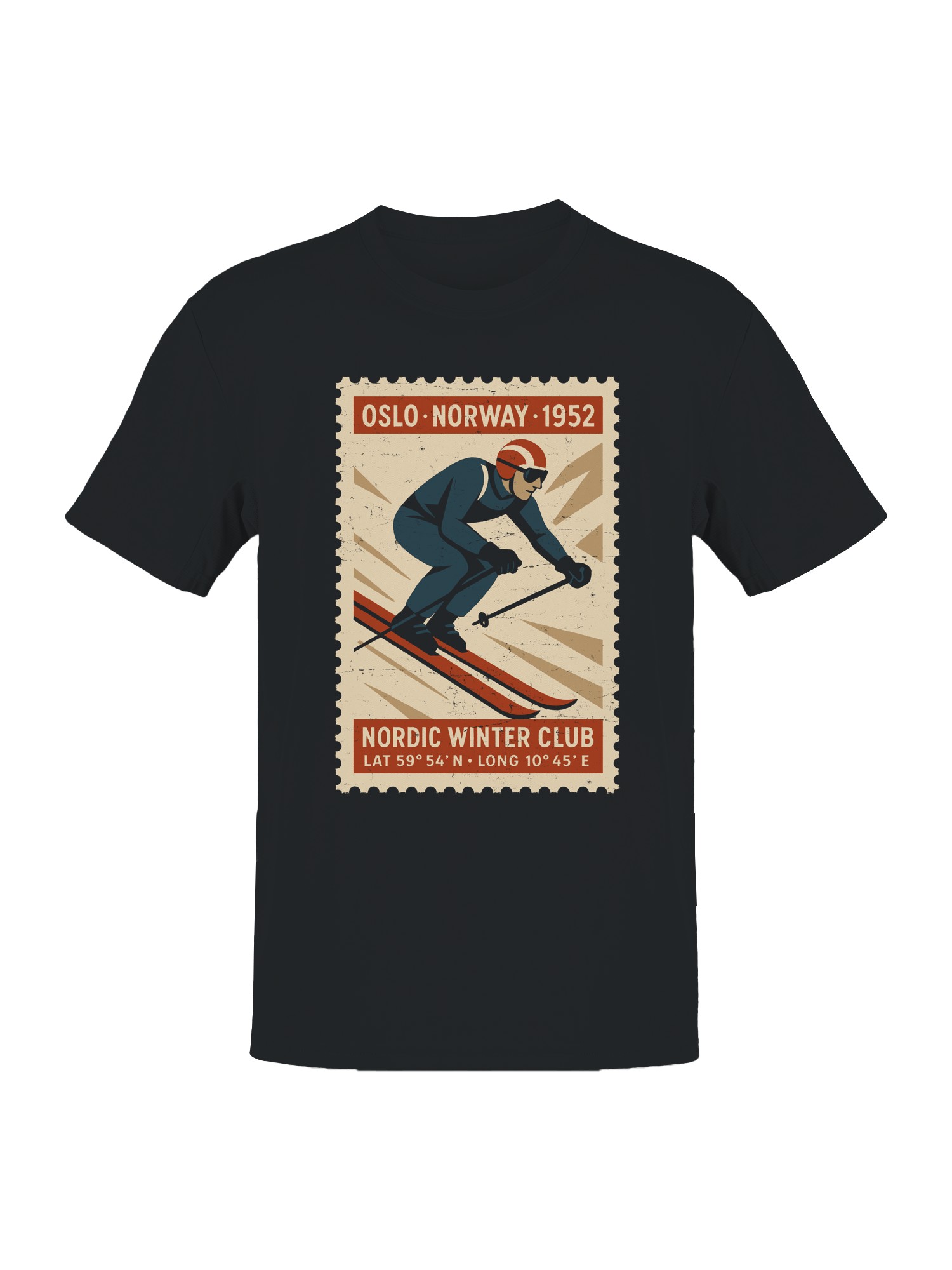 Vintage Oslo Norway Skiing Poster Men’s T-shirt