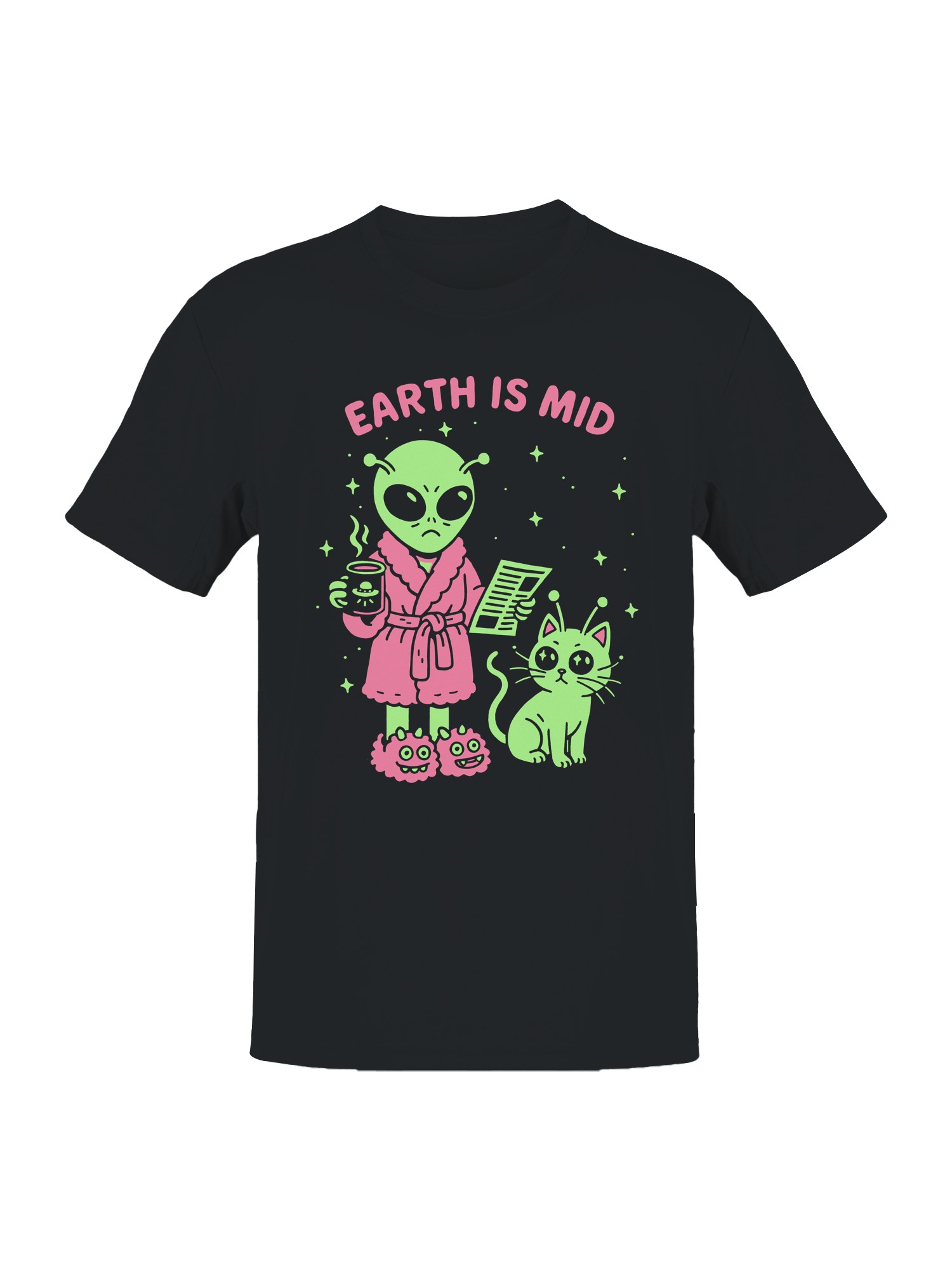 Alien Morning Routine Humor Design Men’s T-shirt