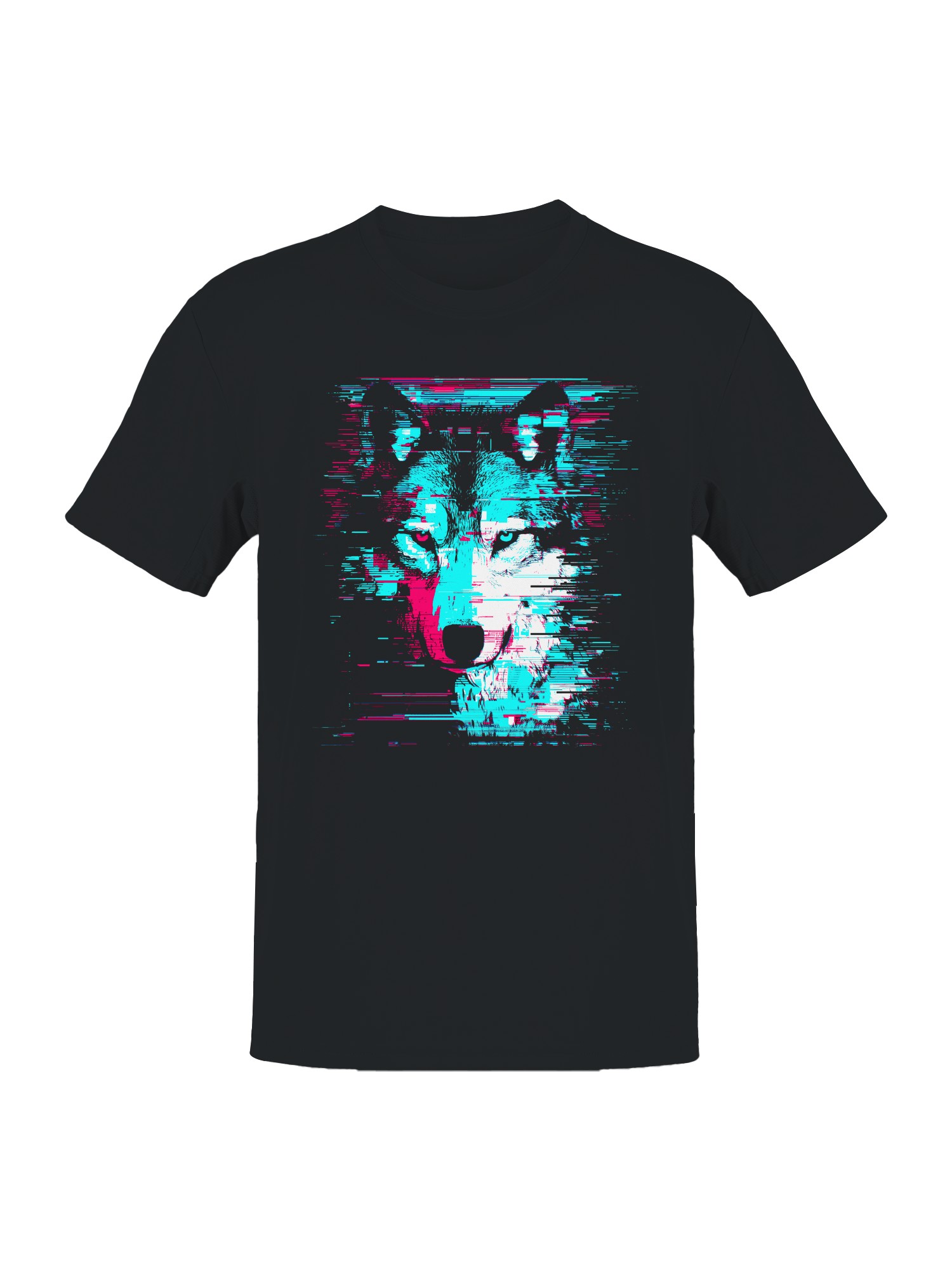 Glitch Art Wolf: Neon Vision Men’s T-shirt