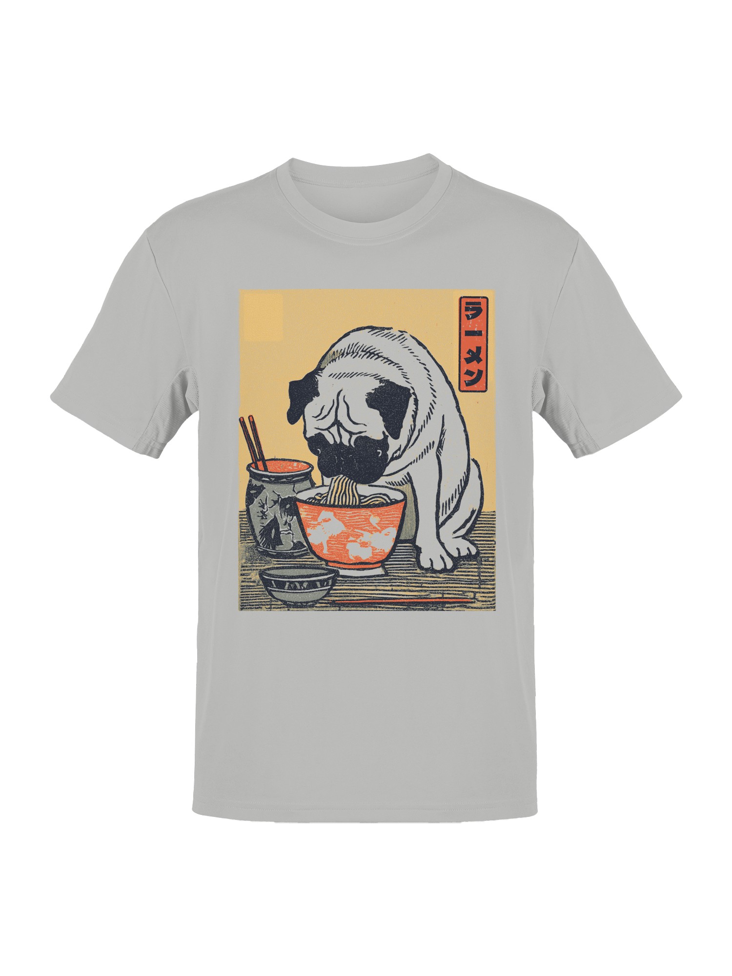 Pug Enjoying Ramen Art Print Men’s T-shirt