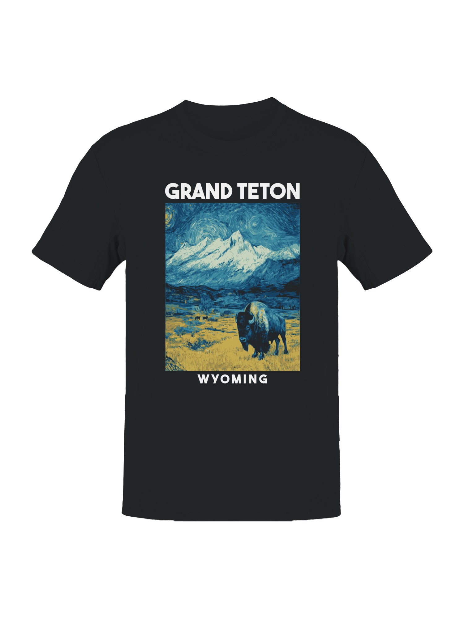 Starry Night Grand Teton Bison Men’s T-shirt