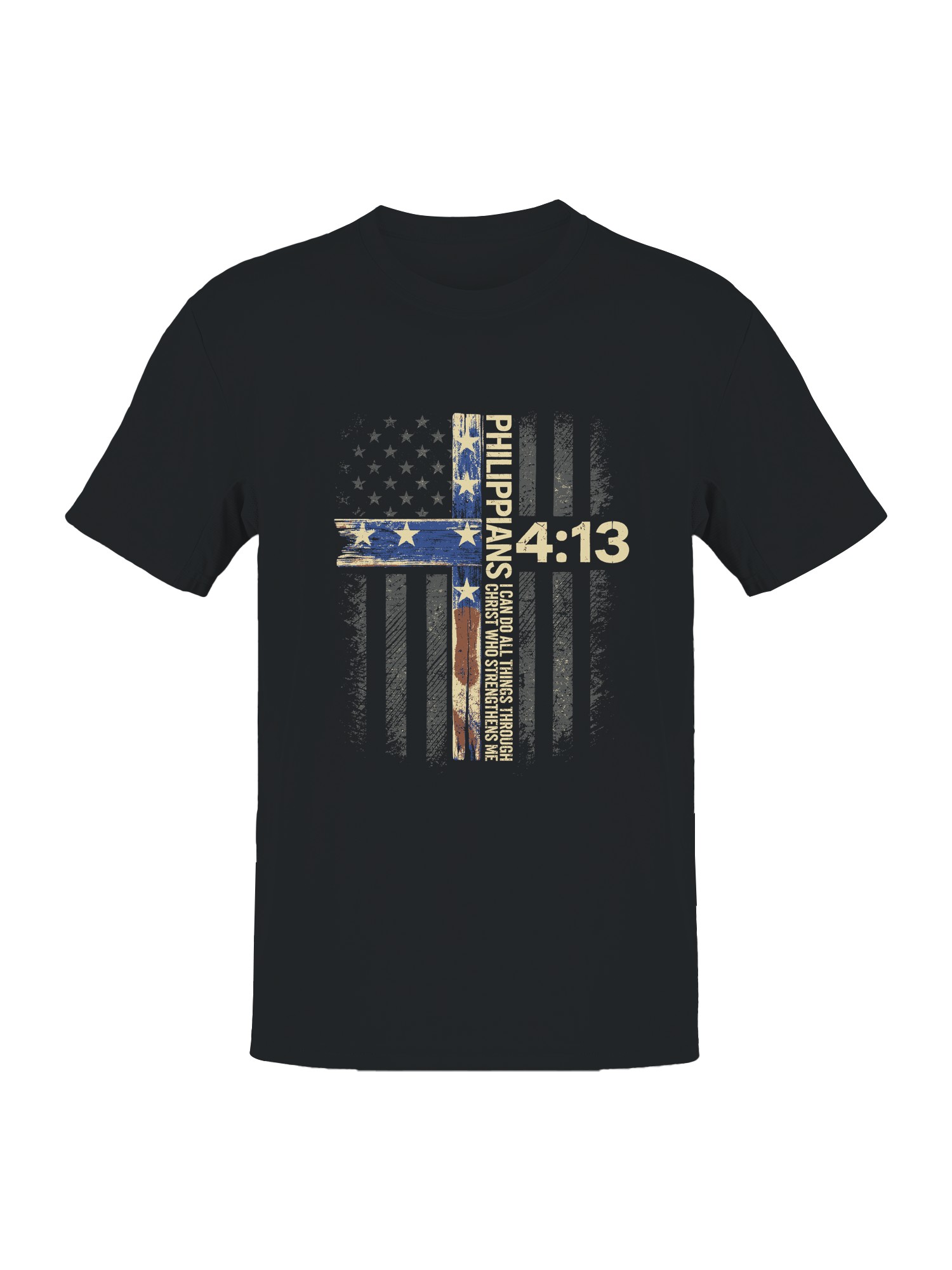 Philippians 4:13 Patriotic Cross Men’s T-shirt