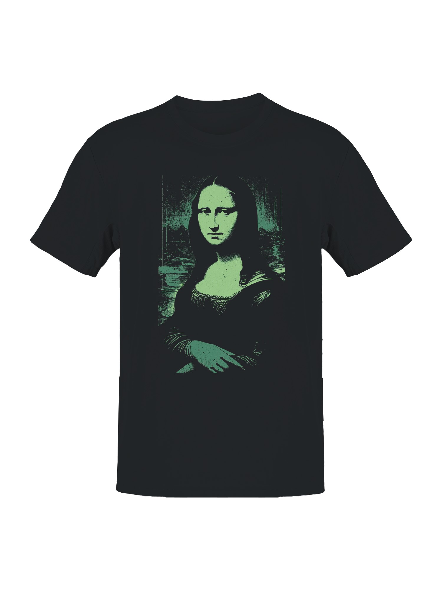 Neon Green Mona Lisa Print Men’s T-shirt