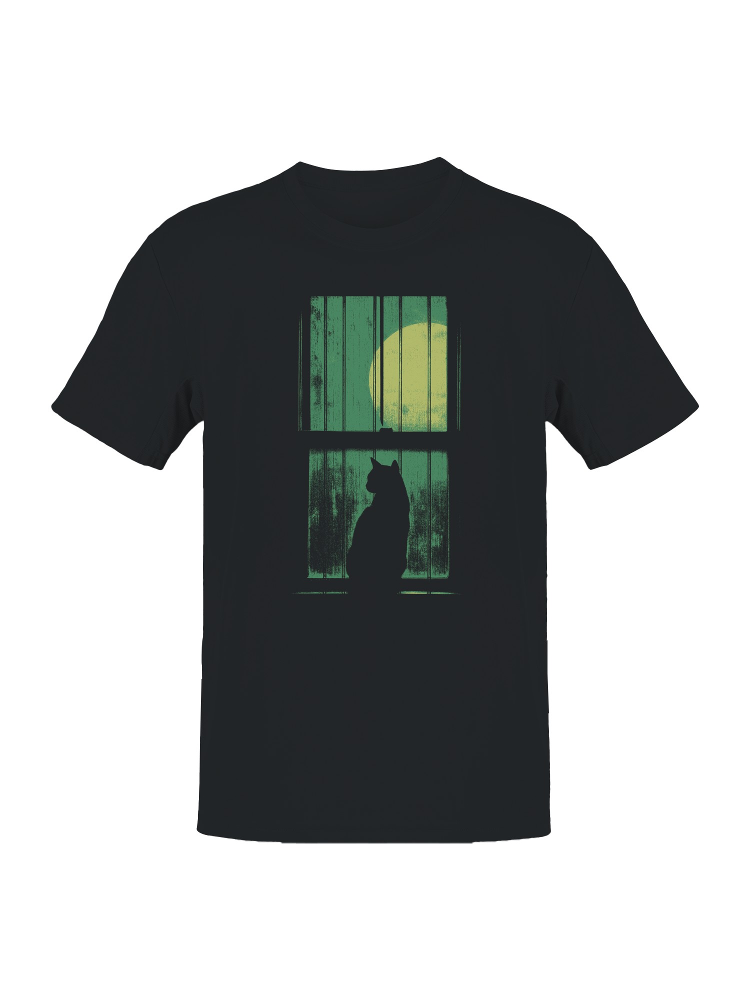 Cat Silhouette with Full Moon Men’s T-shirt