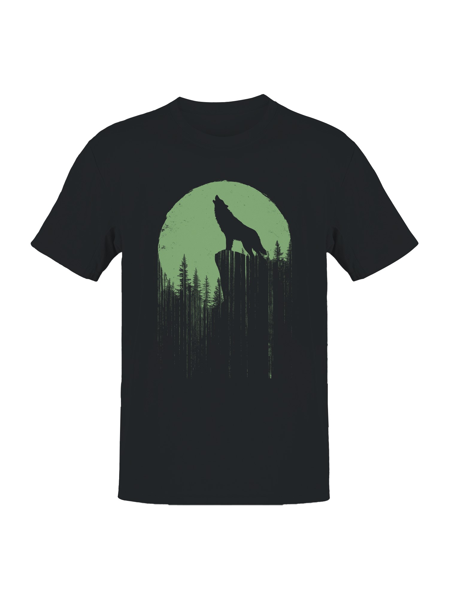 Moonlit Howling Wolf Silhouette Men’s T-shirt