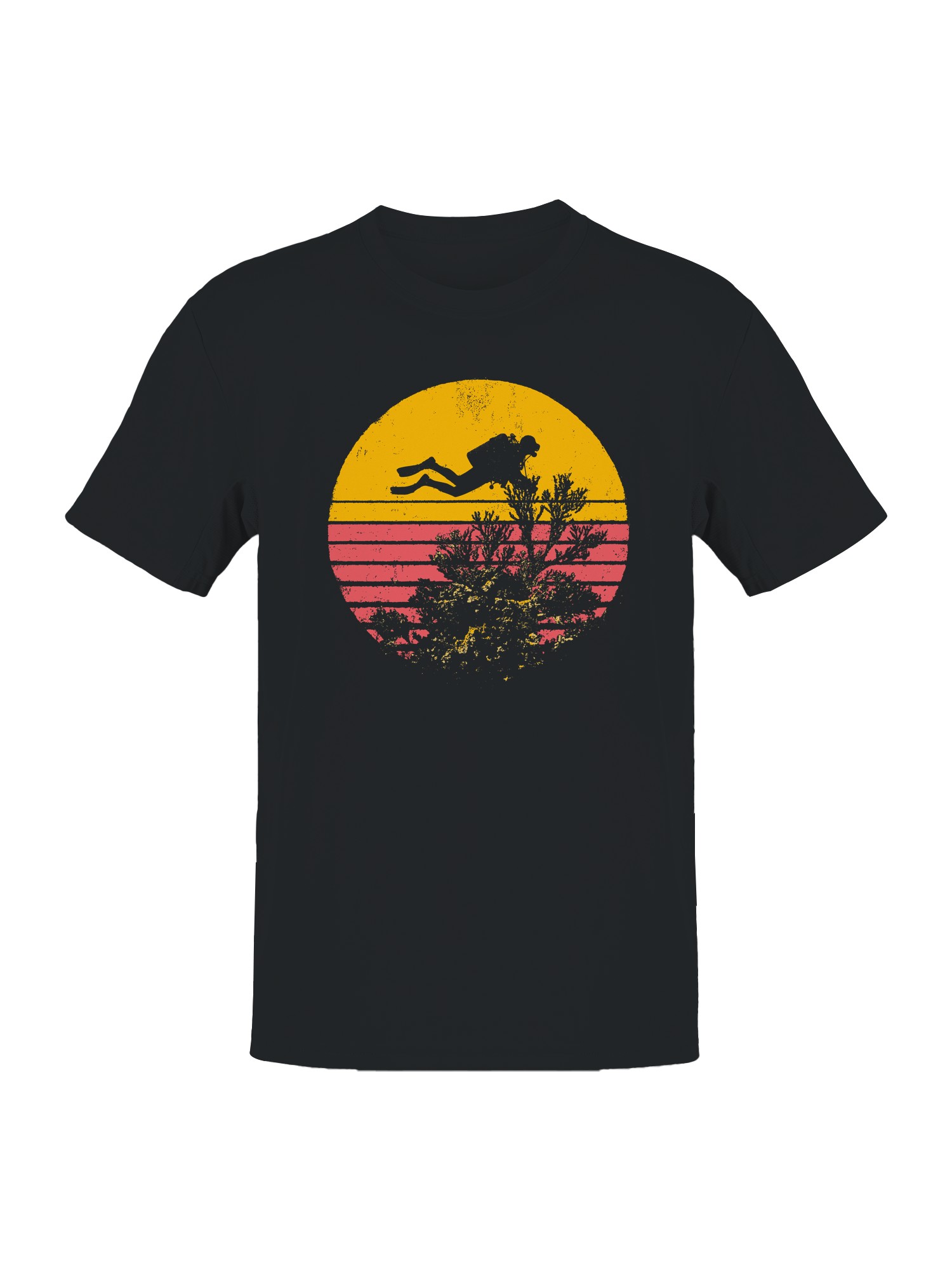 Retro Diving Adventure Sunset Men’s T-shirt