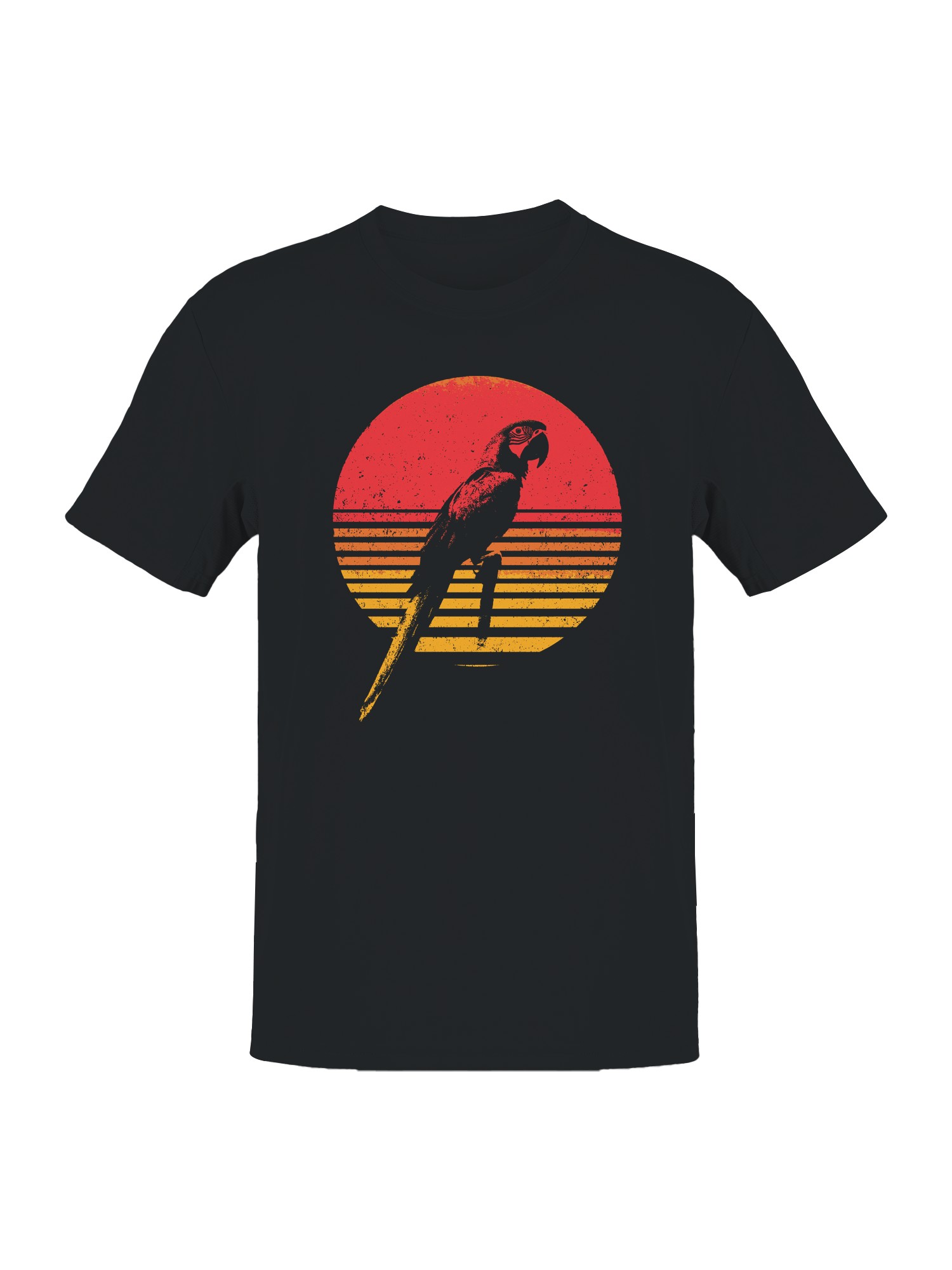 Retro Tropical Parrot Sunset Art Men’s T-shirt