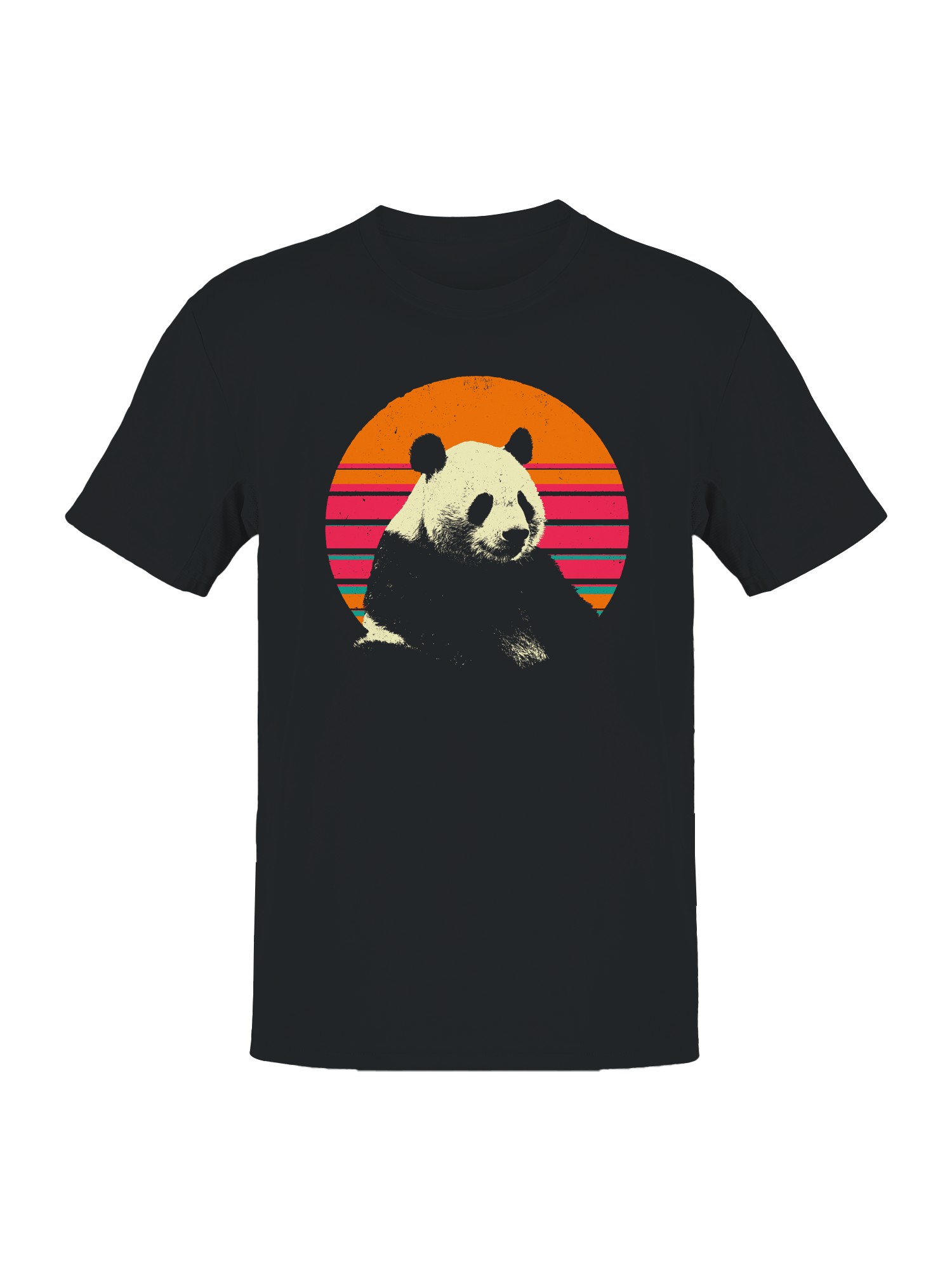 Retro Sunset Panda Design Men’s T-shirt