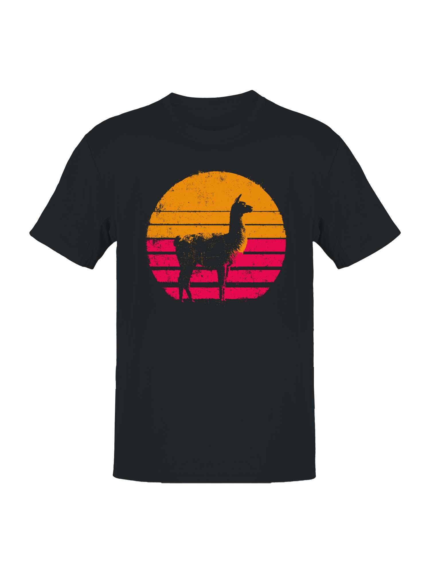 Retro Llama Sunset Silhouette Men’s T-shirt