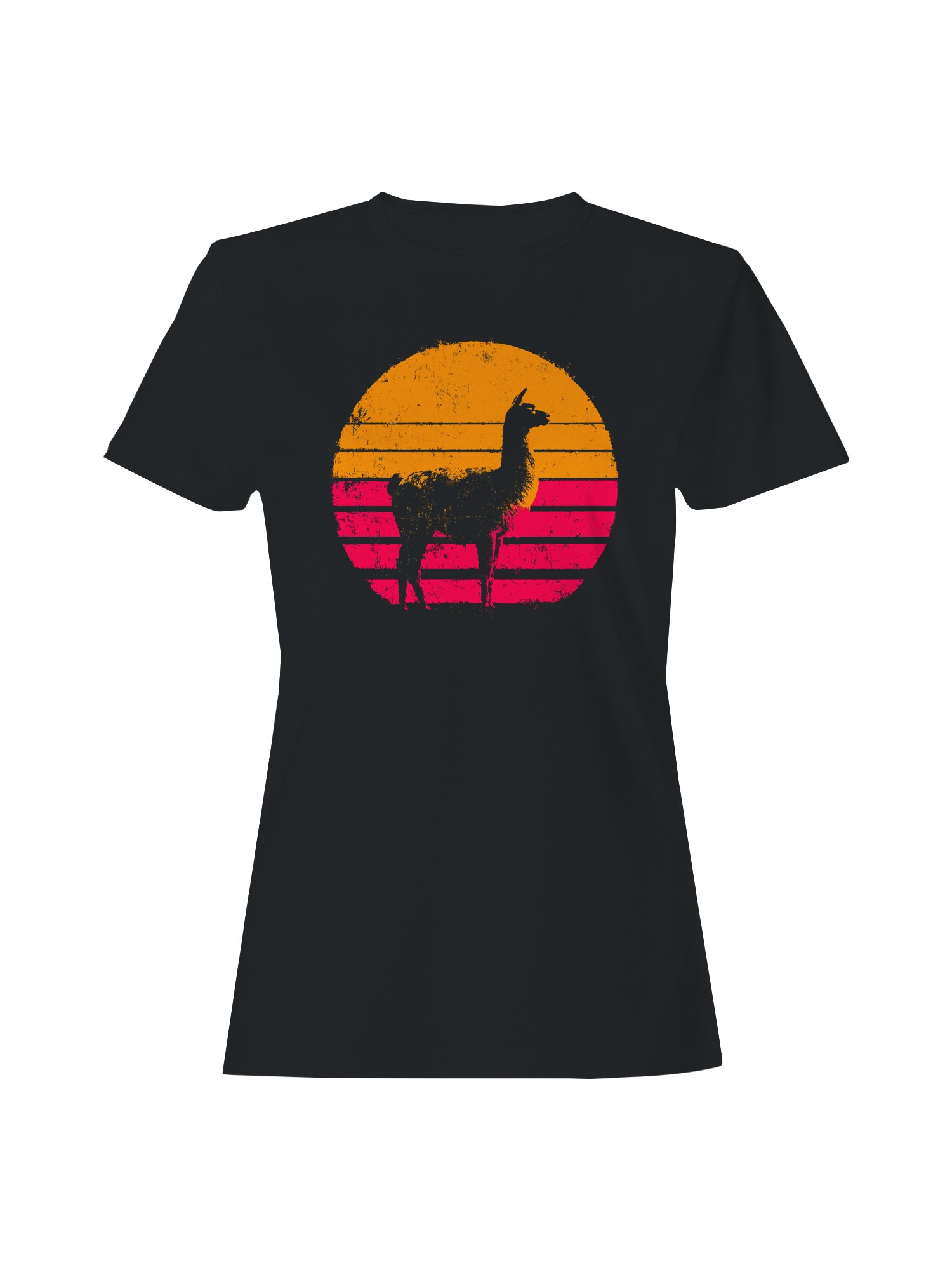 Retro Llama Sunset Silhouette Women&rsquo;s T-shirt