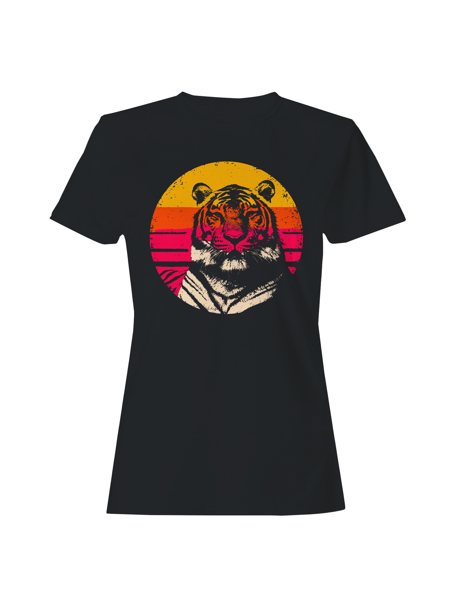 Retro Sunset Tiger Print Art Women’s T-shirt