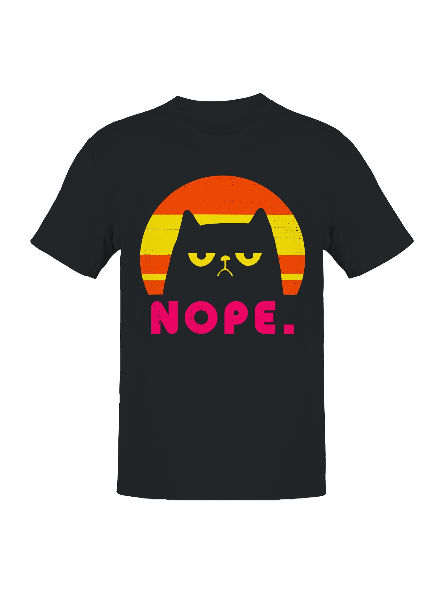 Retro Cat Nope Sunset Design Men’s T-shirt