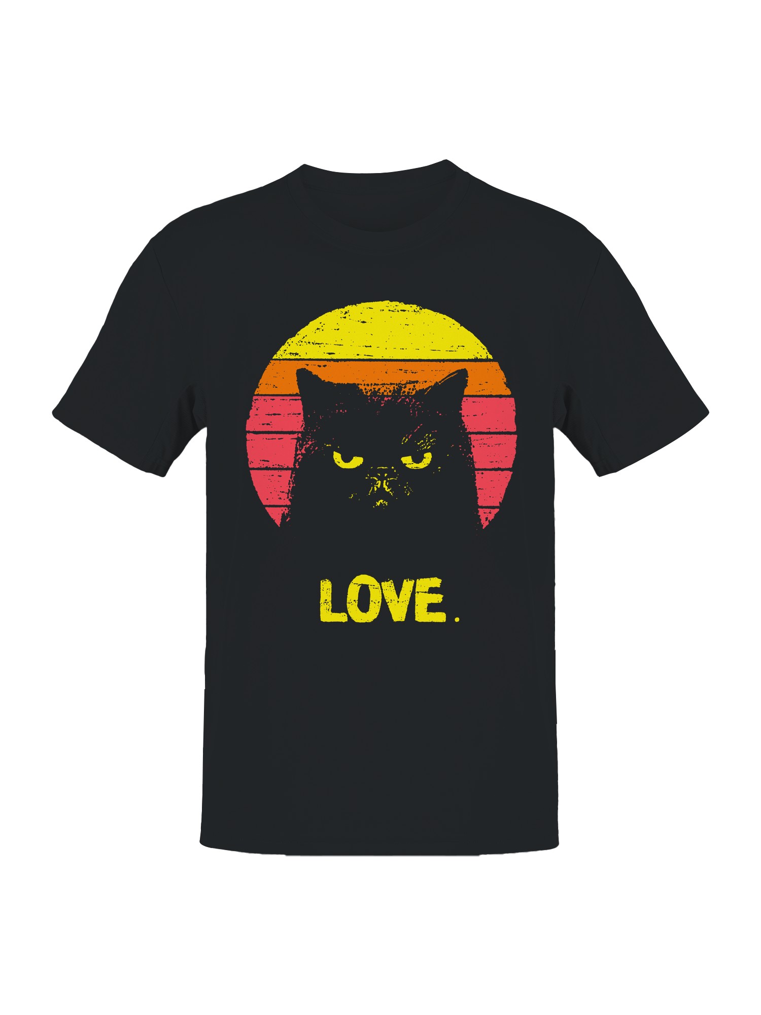 Retro Grumpy Cat Love Sunset Men’s T-shirt