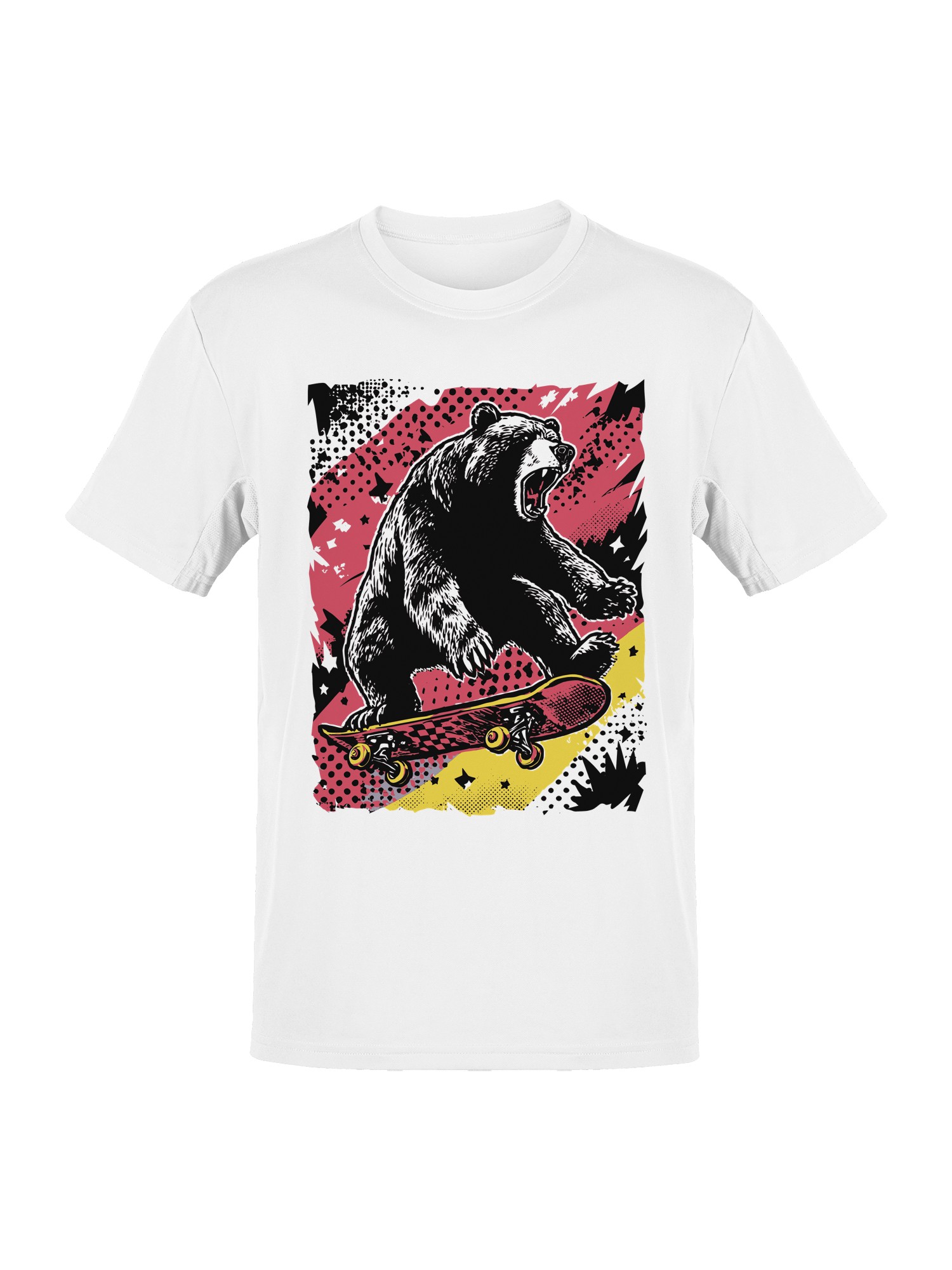 Roaring Bear on Skateboard Pop Art Men’s T-shirt